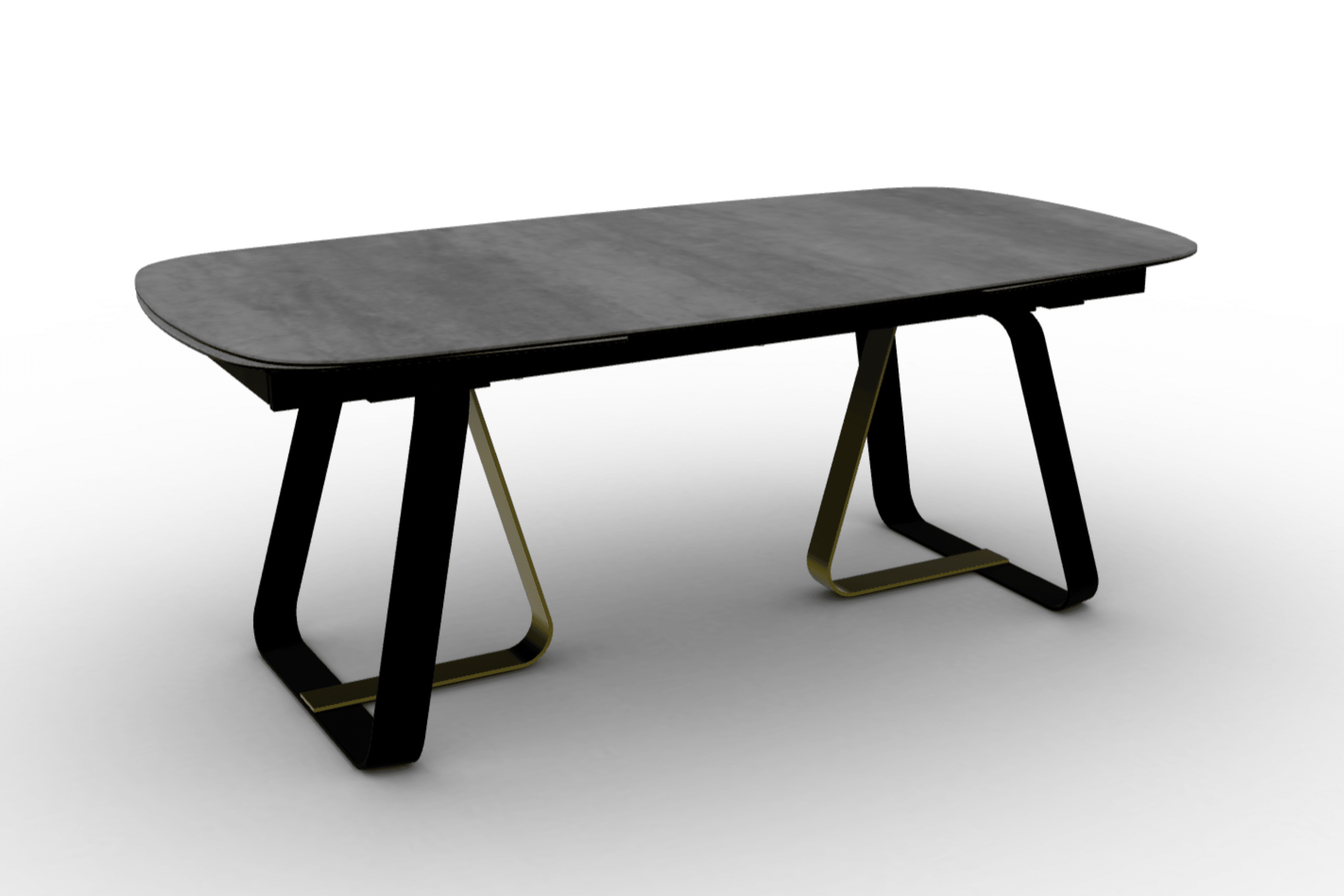 Stół rozkładany SUNSHINE cement Calligaris matowa czerń matowy mosiądz Eye on Design