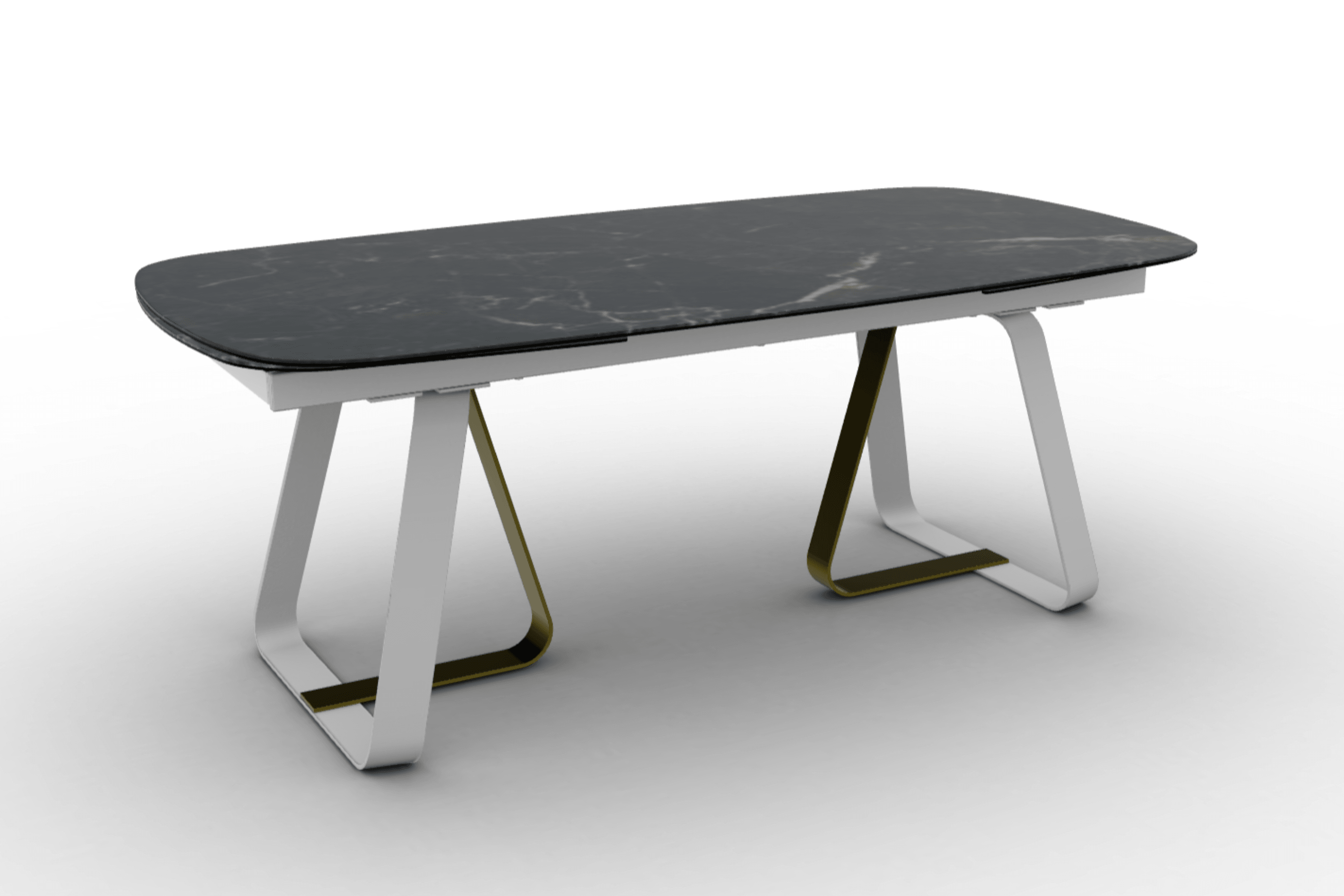 Stół rozkładany SUNSHINE czarny marmur Calligaris matowa biel matowy mosiądz Eye on Design