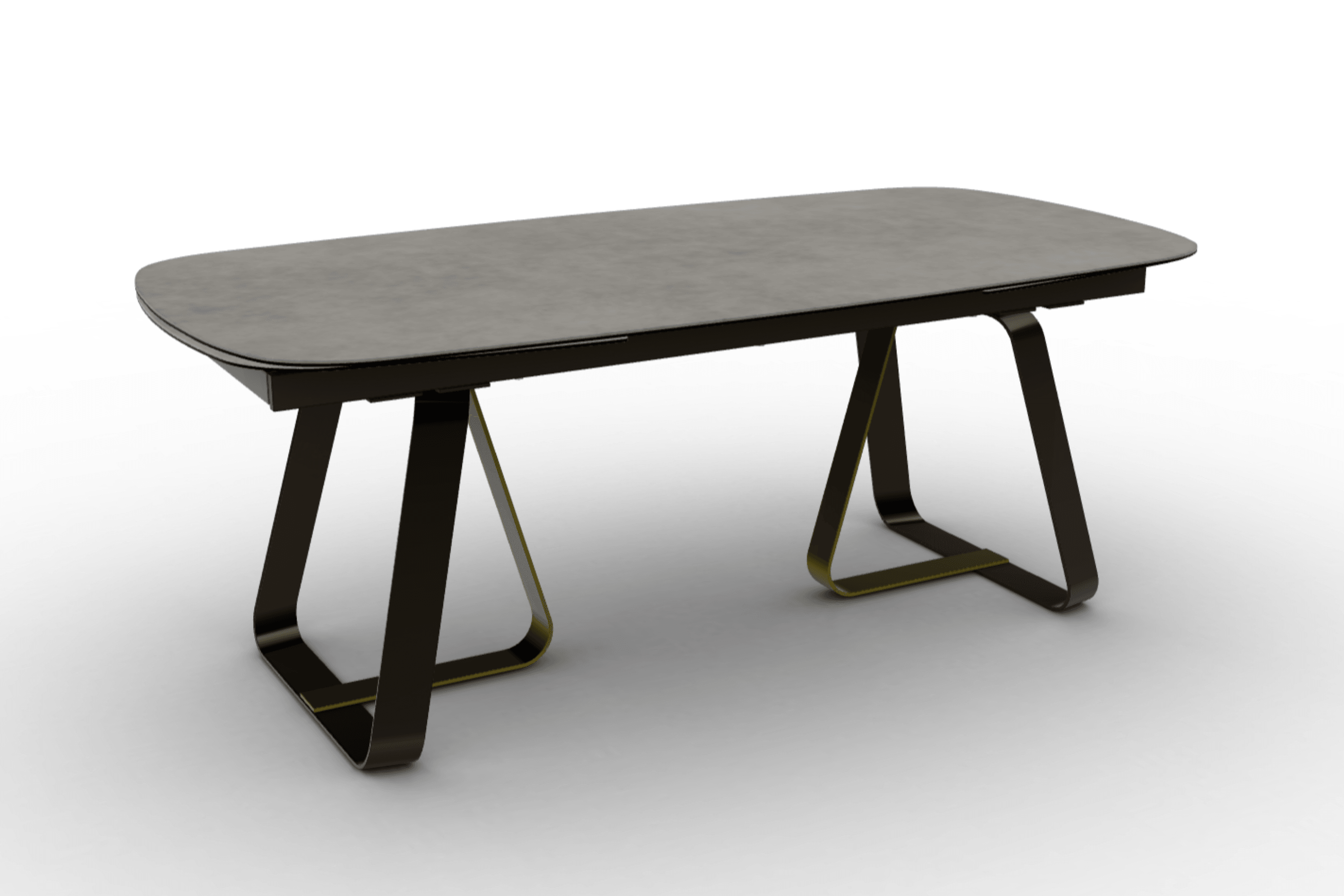 Stół rozkładany SUNSHINE jasnoszara ceramika Calligaris matowy brąz matowy mosiądz Eye on Design