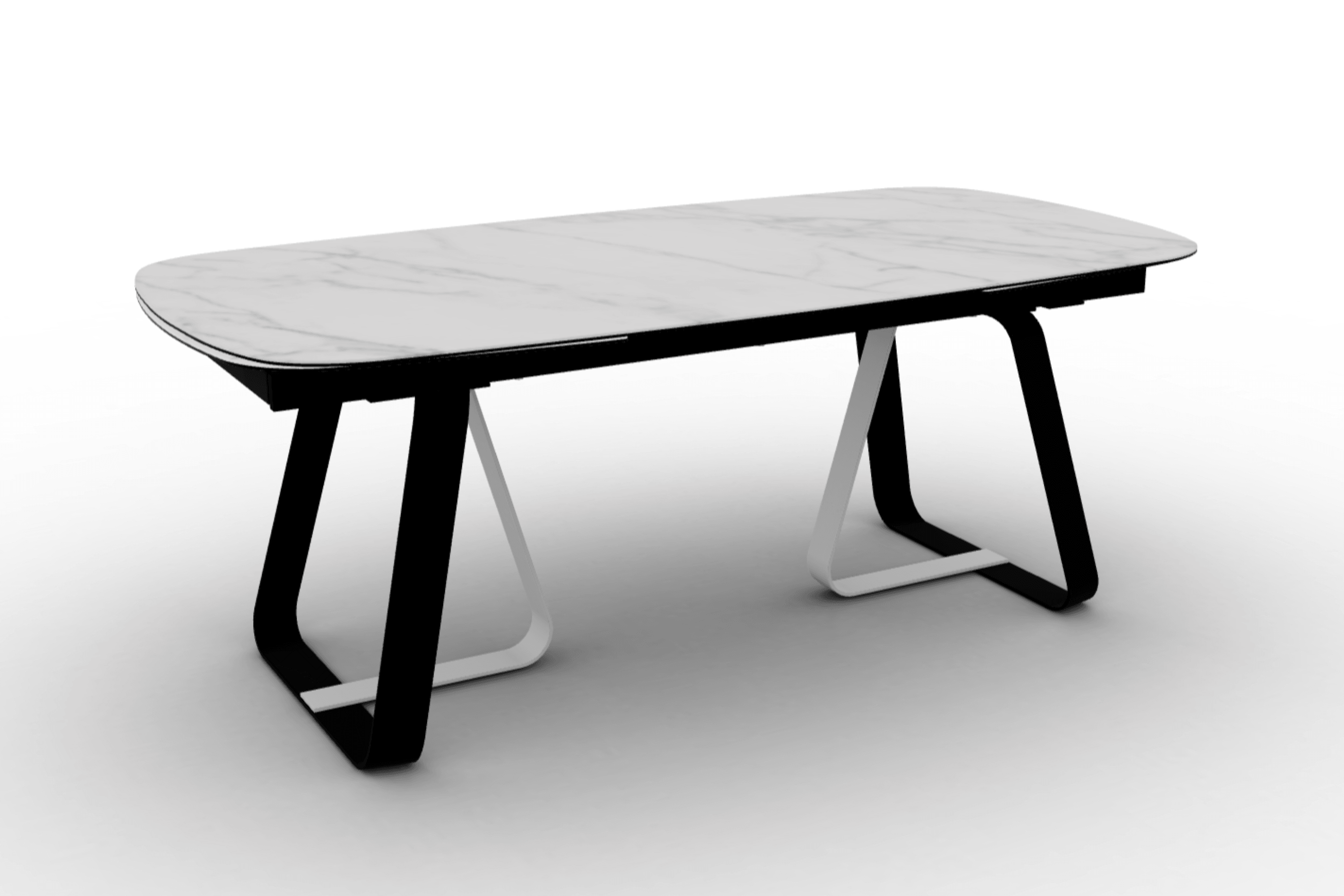 Stół rozkładany SUNSHINE kremowy marmur Calligaris matowa czerń matowa biel Eye on Design