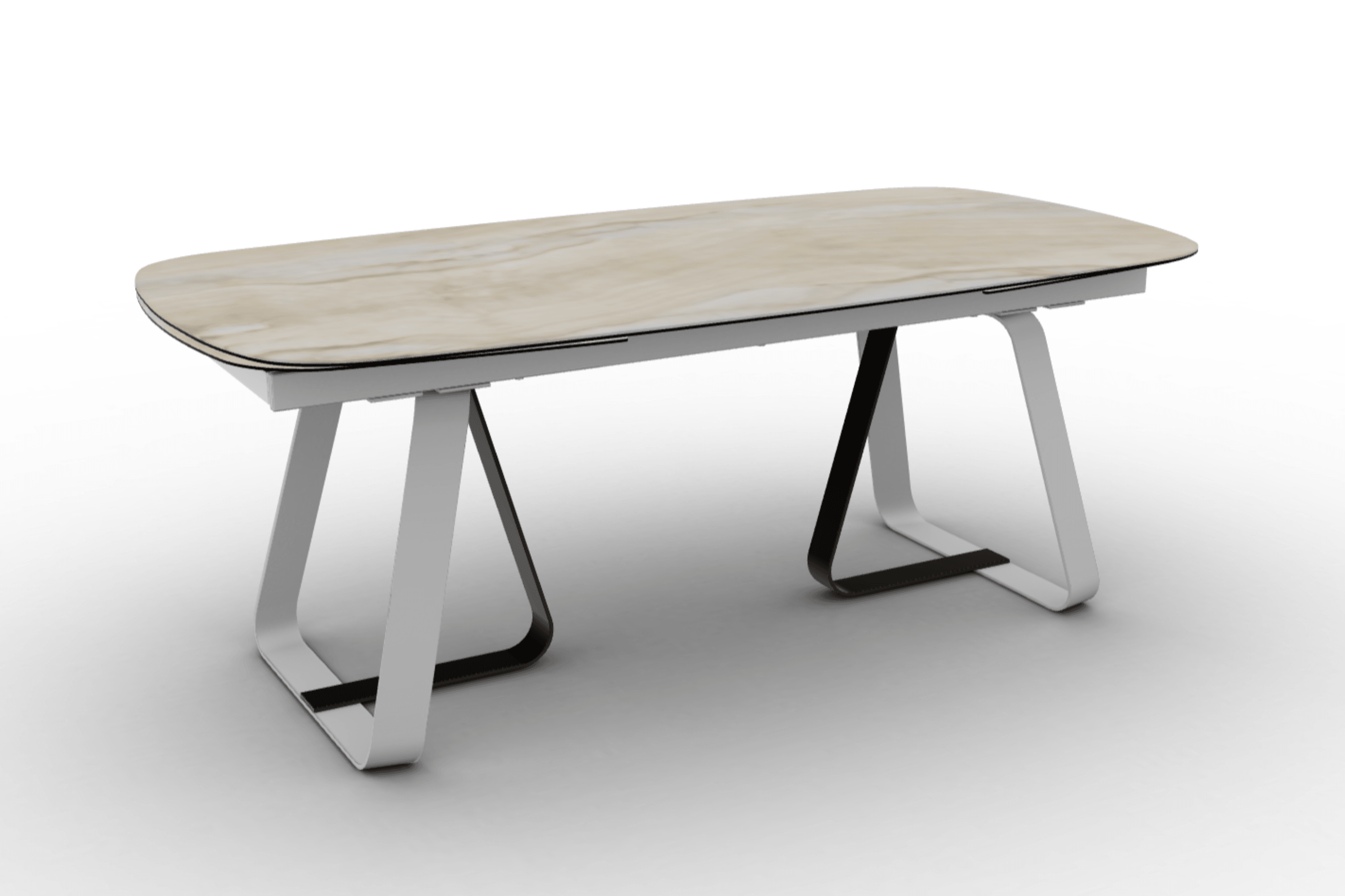 Stół rozkładany SUNSHINE piaskowy marmur Calligaris matowa biel matowy brąz Eye on Design