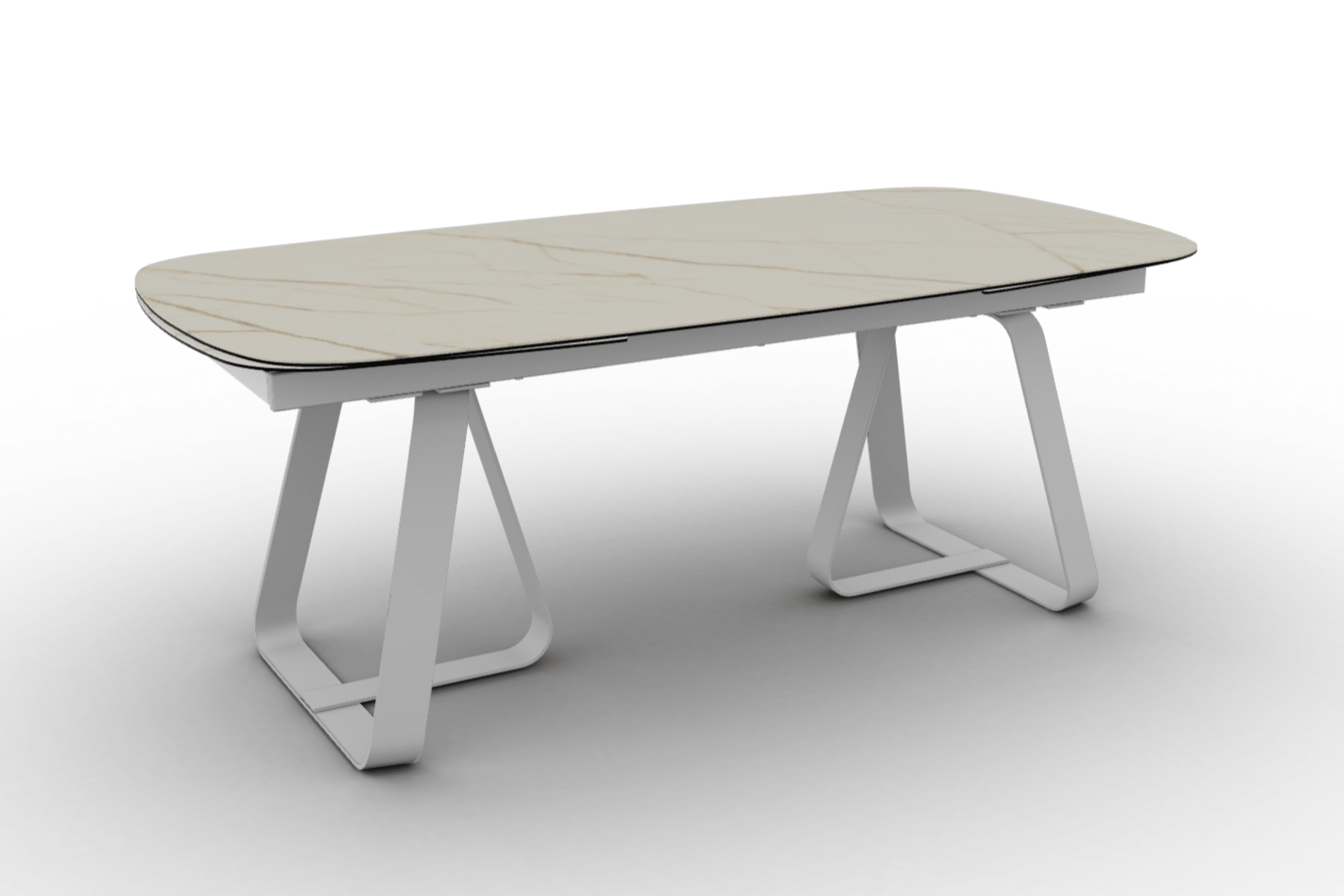 Stół rozkładany SUNSHINE złoty marmur Calligaris matowa biel matowa biel Eye on Design