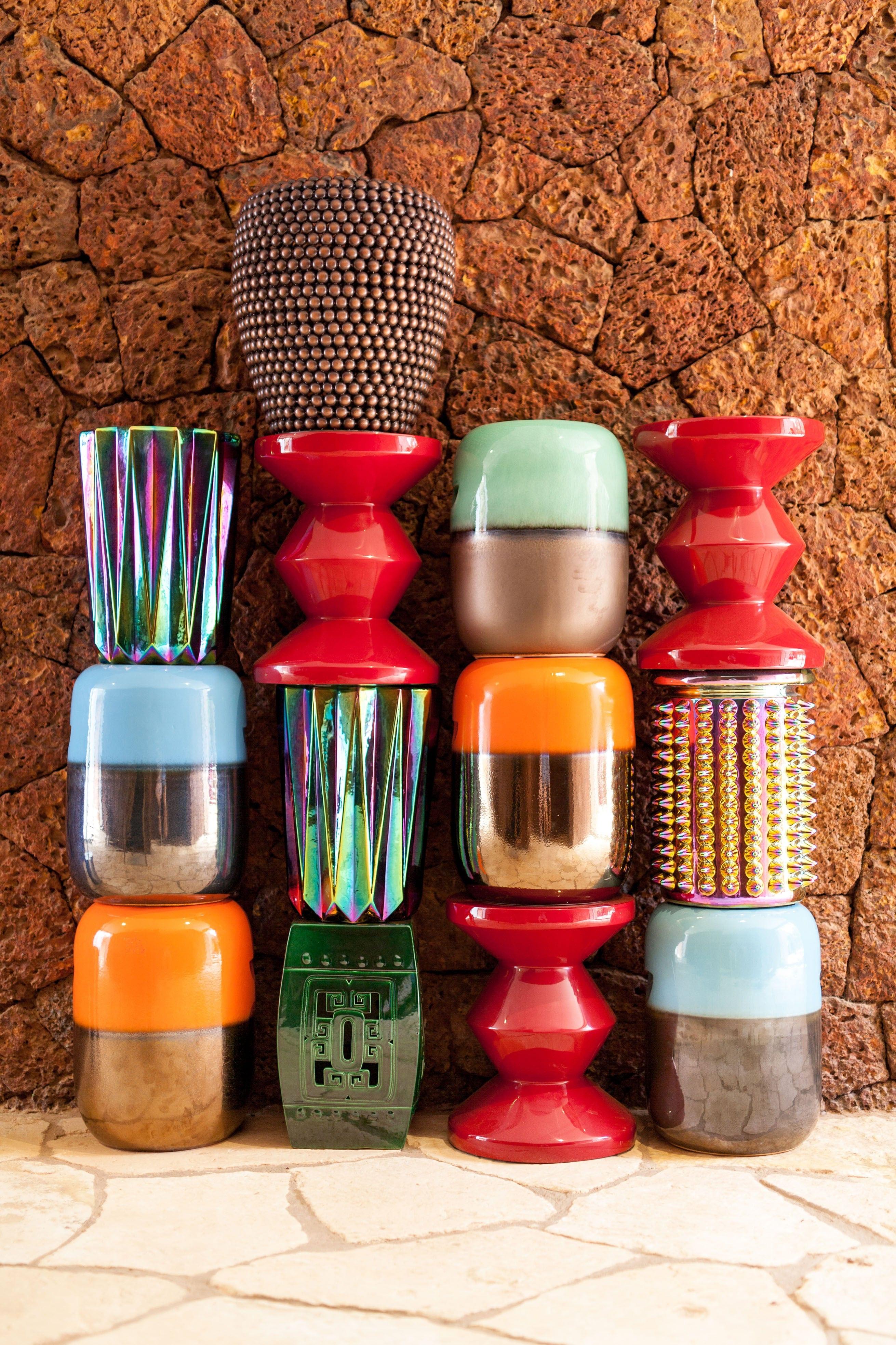 Stołek OILY FOLDS petrol Pols Potten Eye on Design