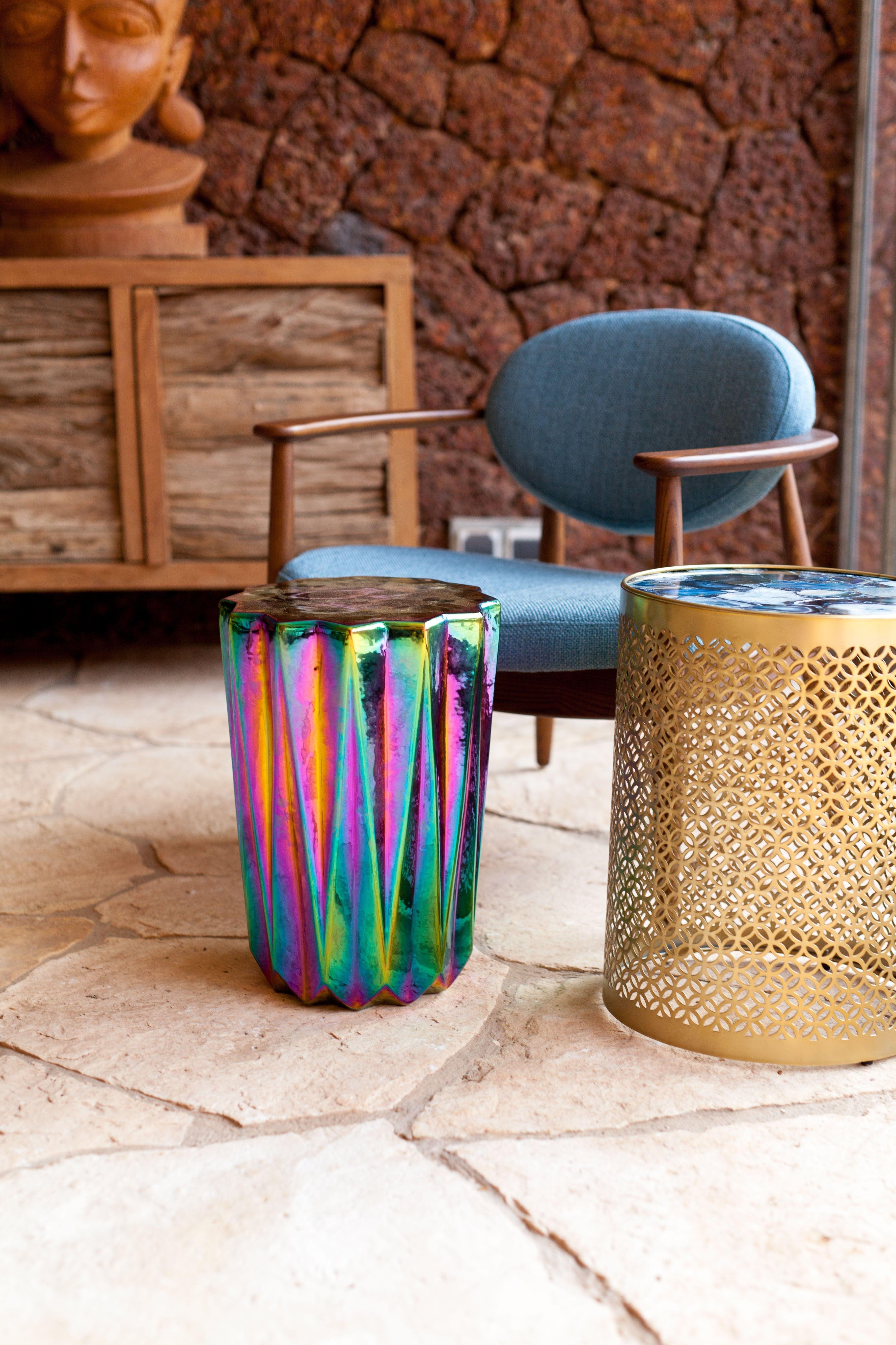 Stołek OILY FOLDS petrol Pols Potten Eye on Design