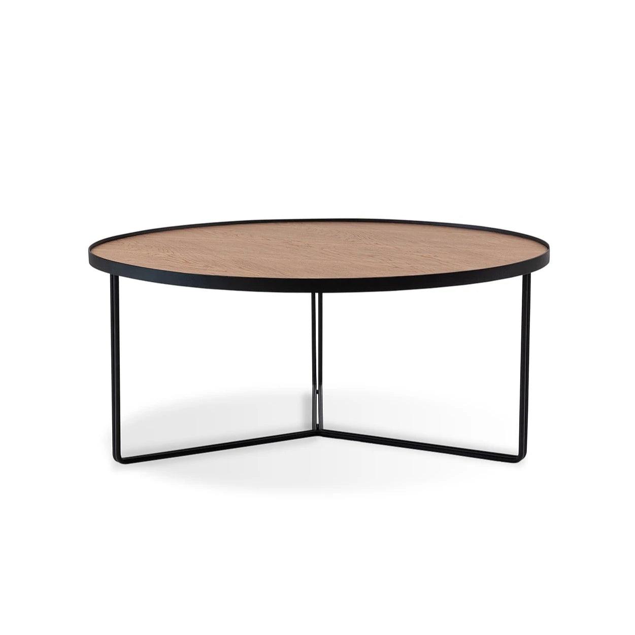 Stolik kawowy BIBIA III fornir z czarną podstawą Nobonobo Eye on Design