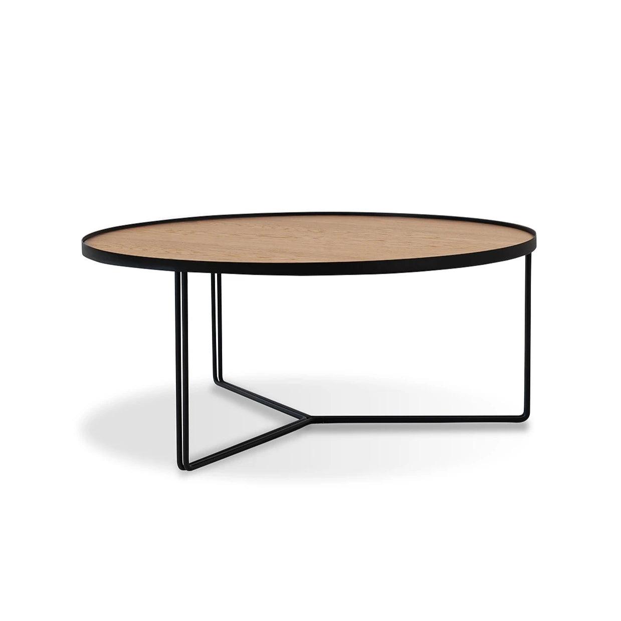 Stolik kawowy BIBIA III fornir z czarną podstawą Nobonobo Fornir - dąb naturalny Eye on Design