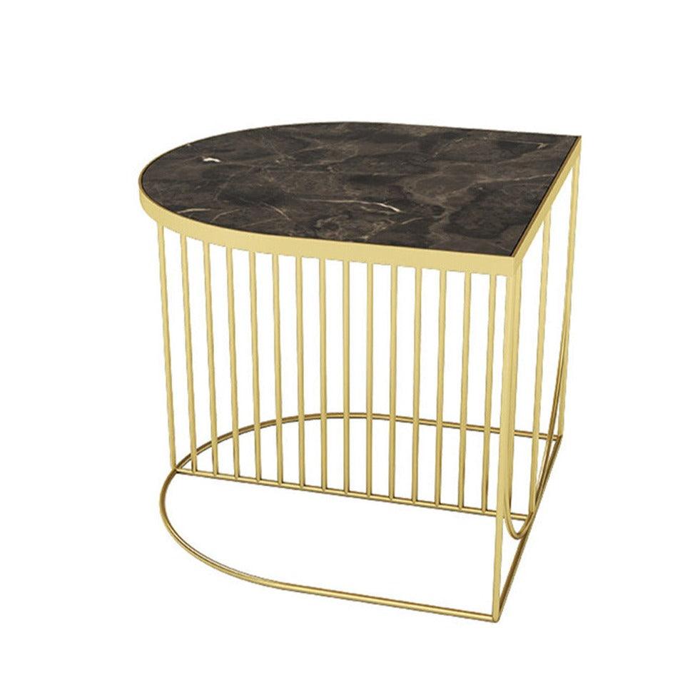 Stolik kawowy boczny SINO brązowy marmur ze złotą podstawą AYTM Eye on Design