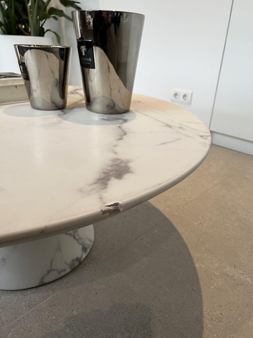 Stolik kawowy DISC MARBLE LOOK biały Pols Potten Eye on Design