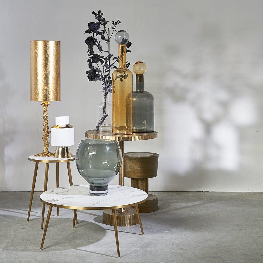 Stolik kawowy MARBLE LOOK biały ze złotą podstawą Pols Potten Eye on Design