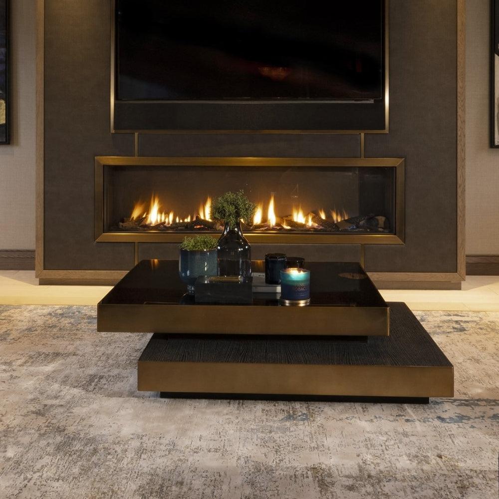 Stolik kawowy SHELTON czarne szkło Eichholtz Eye on Design