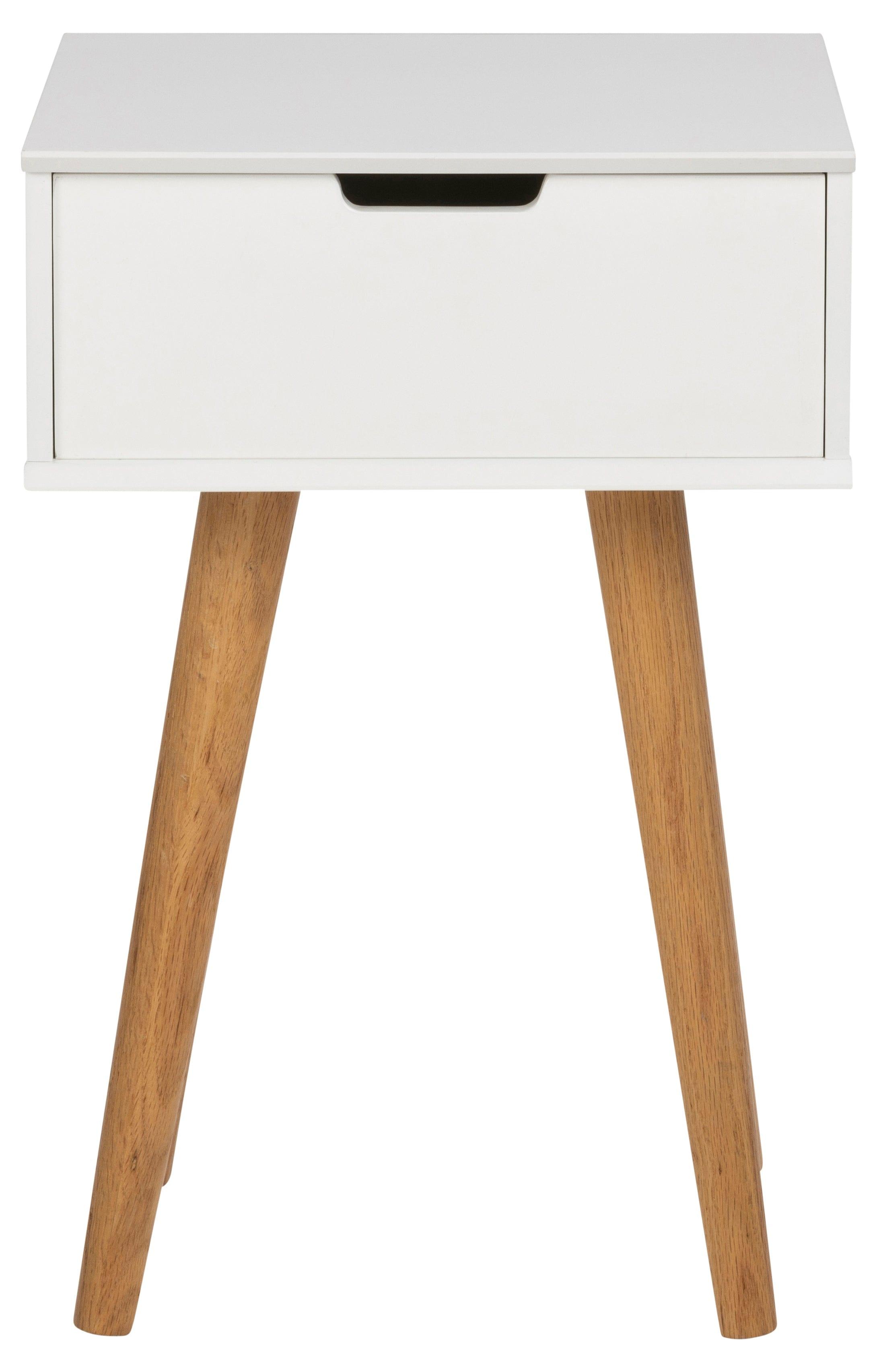 Stolik nocny z drewnianą podstawą MITRA biały Home Essentials Eye on Design