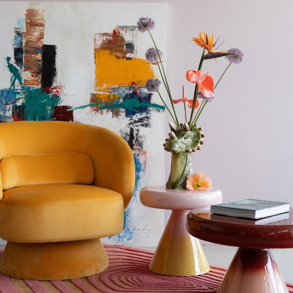 RICI Beistelltisch gelb mit hellrosa