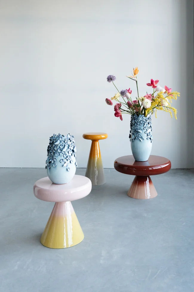 RICI Beistelltisch gelb mit hellrosa