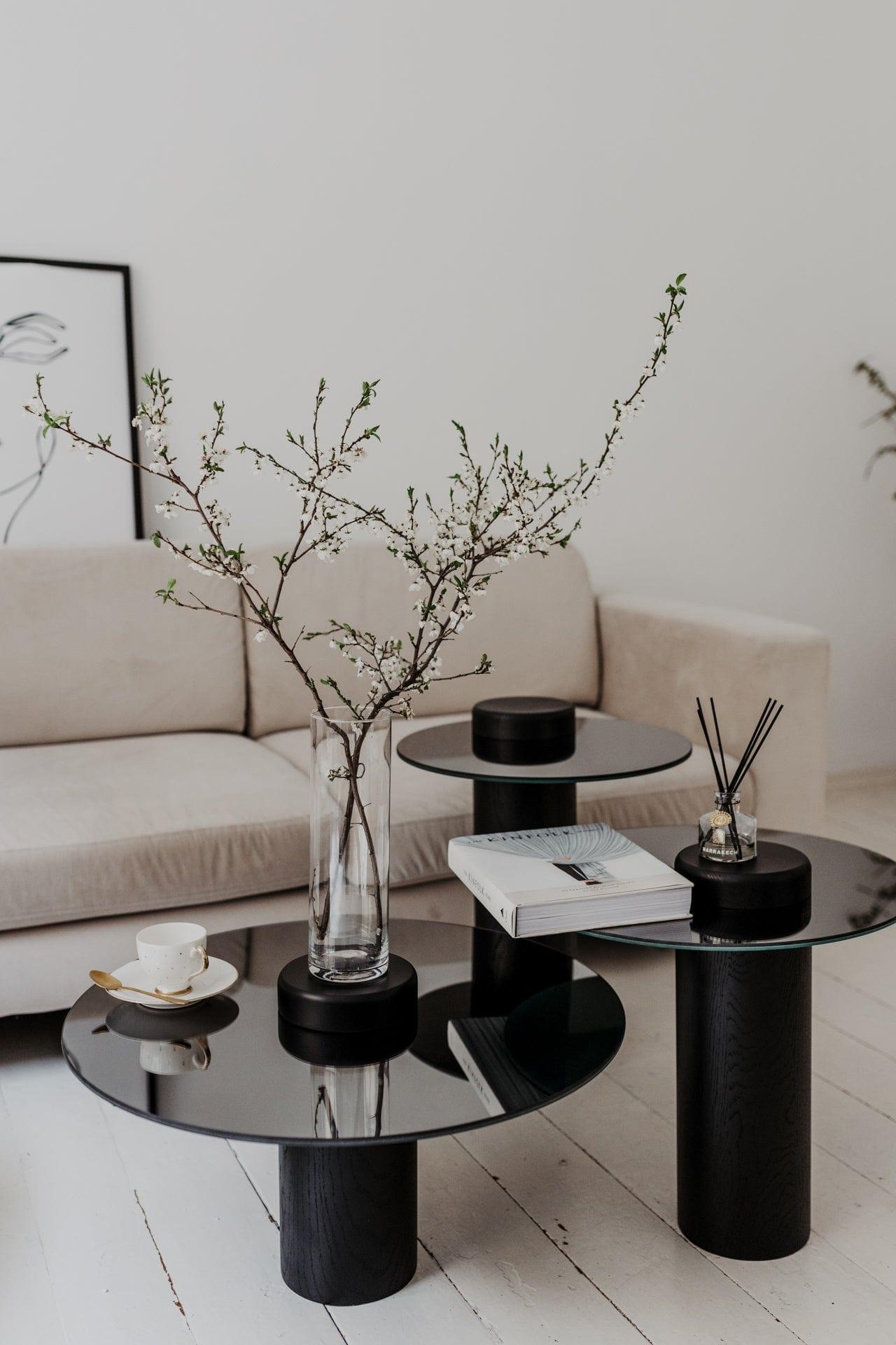 Stolik TYK czarny dąb z lustrzanym blatem Nordifra Eye on Design