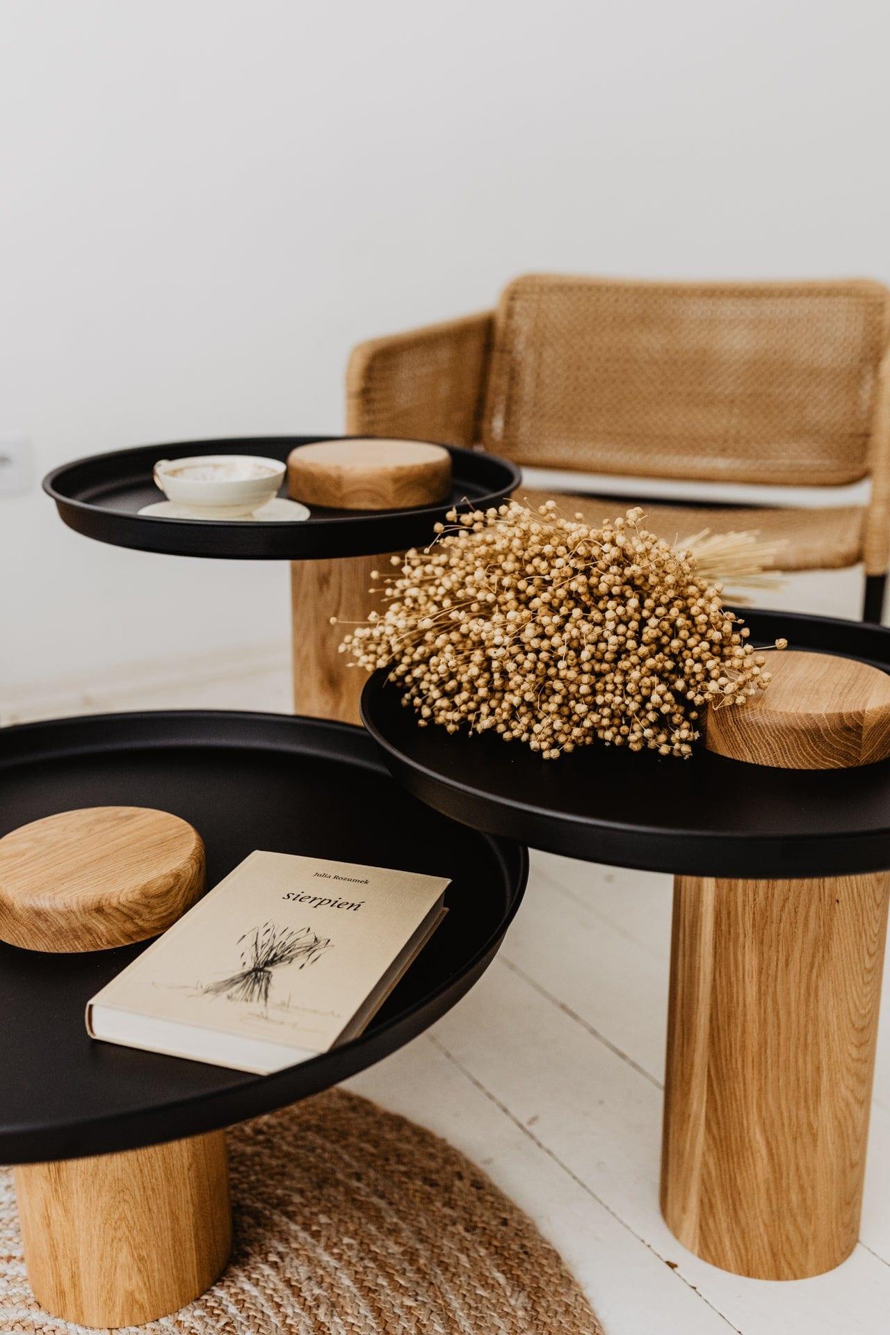 Stolik TYK MIDI dąb naturalny z czarnym blatem Nordifra Eye on Design