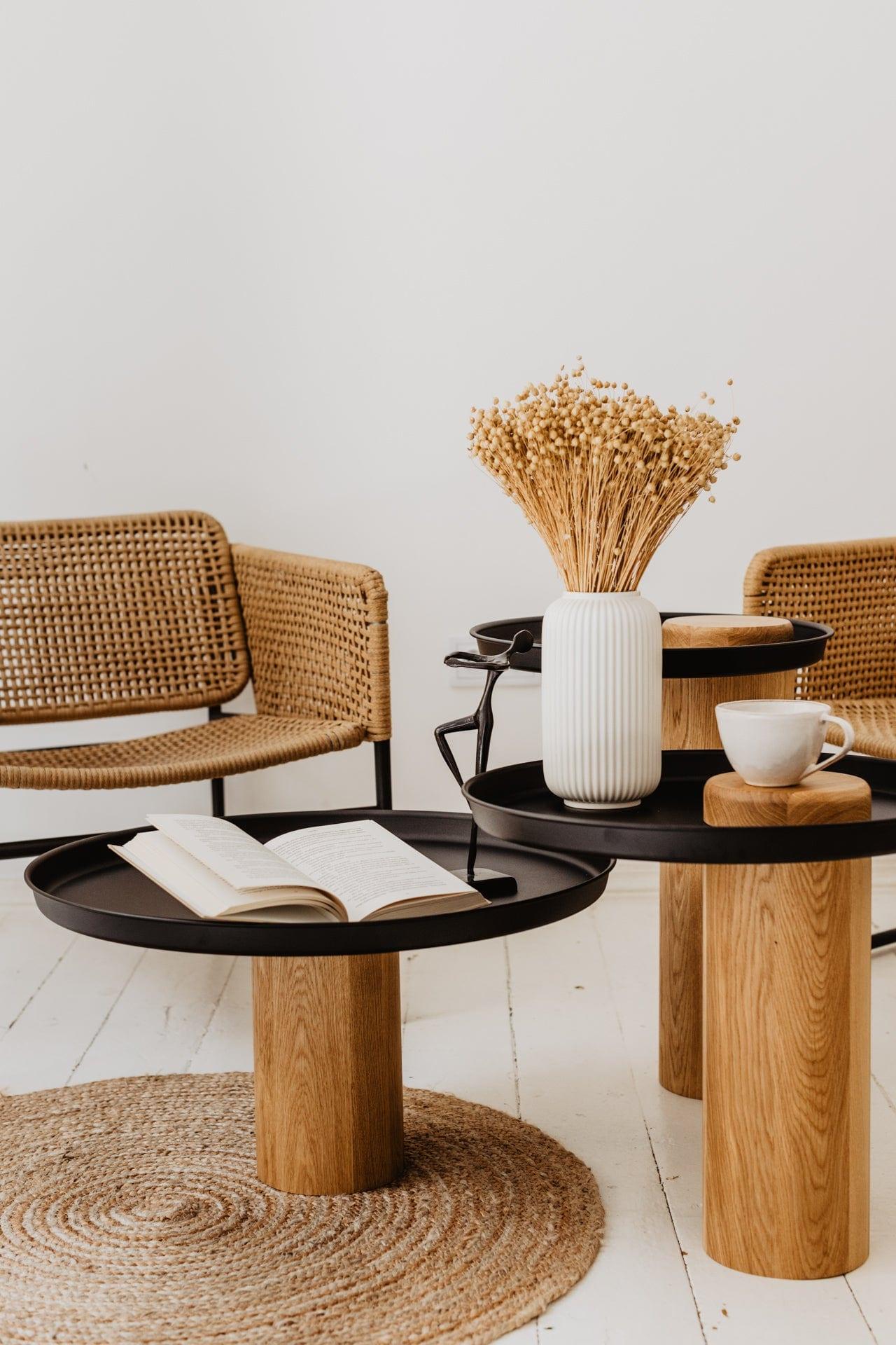 Stolik TYK MIDI dąb naturalny z czarnym blatem Nordifra Eye on Design