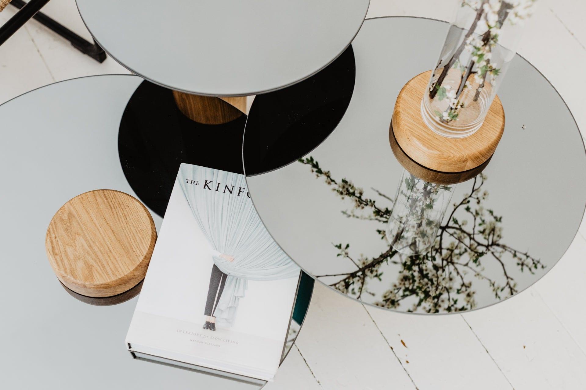 Stolik TYK MIDI dąb naturalny z lustrzanym blatem Nordifra Eye on Design