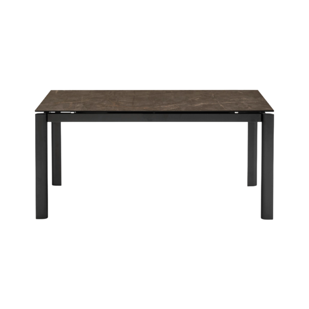Ausziehbarer Tisch STREAM mit brauner Tischplatte und schwarzem Gestell