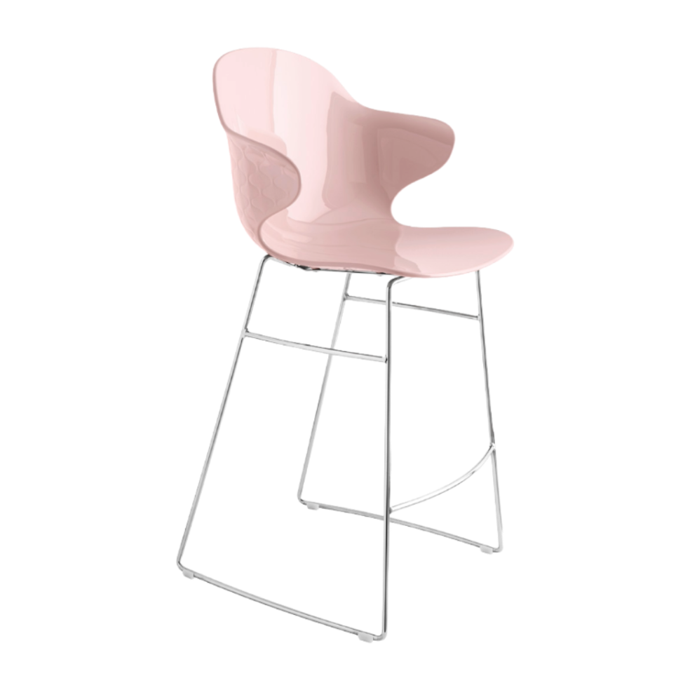 Barhocker SAINT TROPEZ mit rosa Sitzfläche und Metallgestell