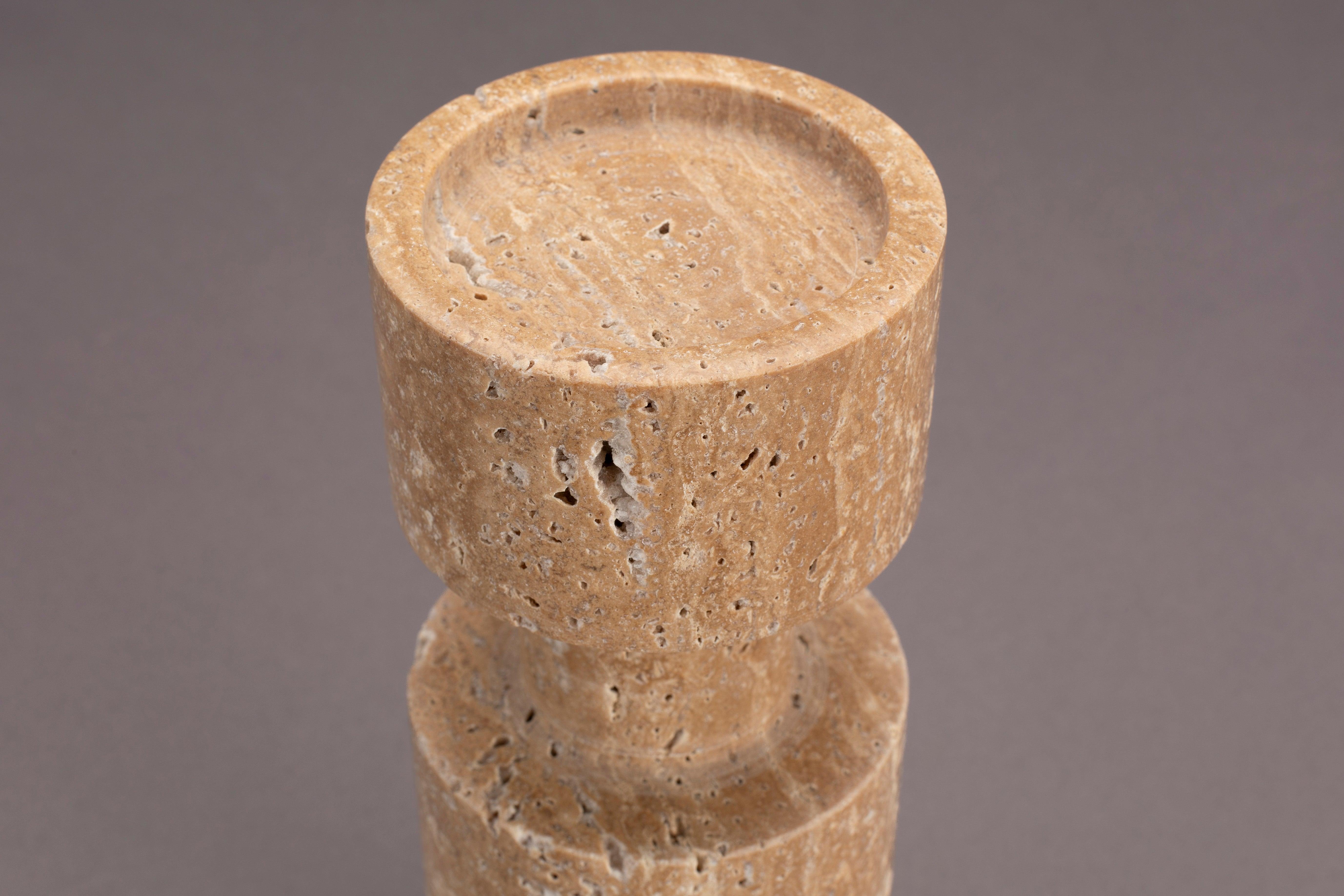 Paros Candle Holder Travetin Dutchbone Eye on Design