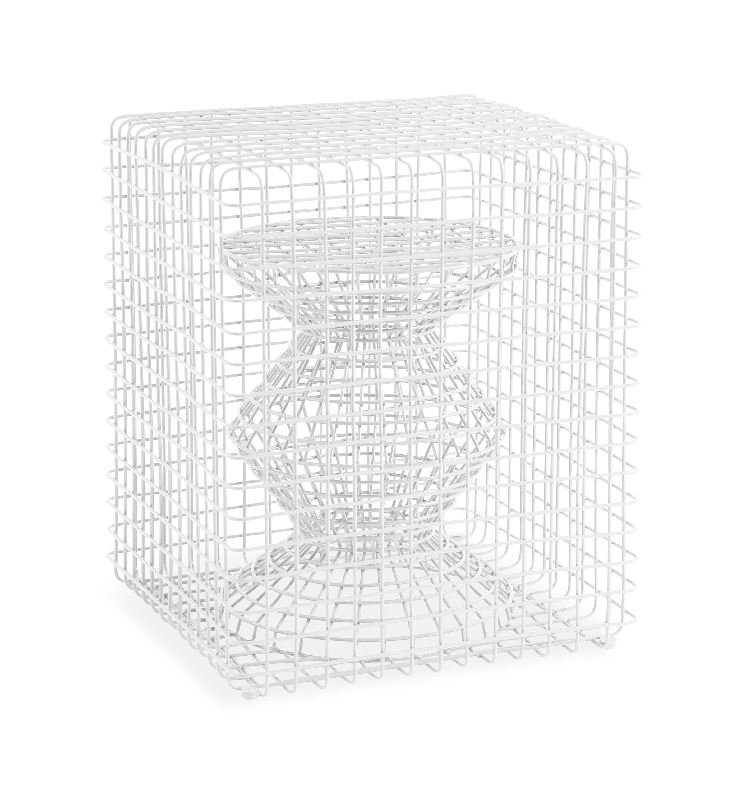 ZIG ZAG WIRE decorative stool white