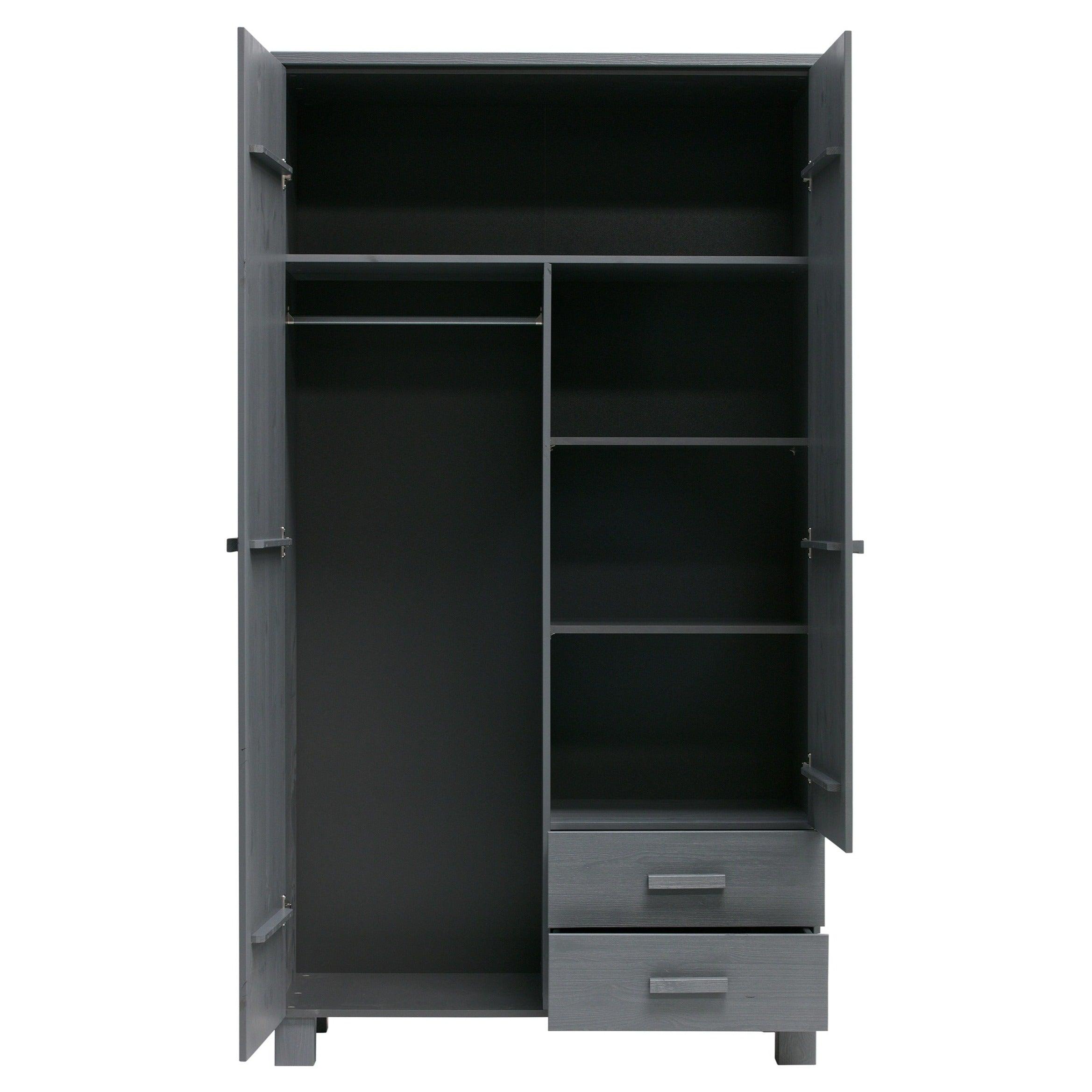 Szafa 2-drzwiowa w stylu boho DENNIS grafitowy Woood Eye on Design