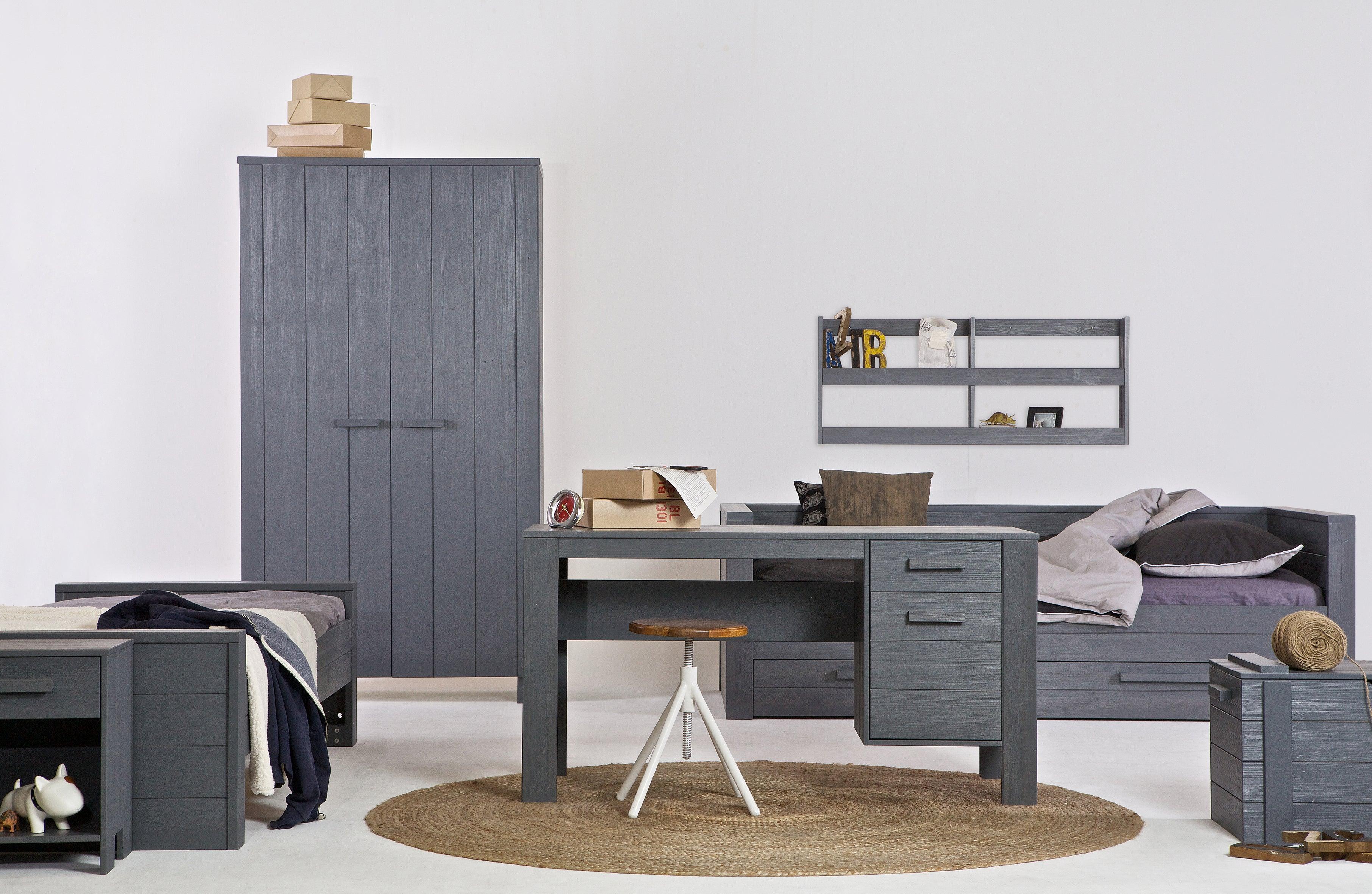 Szafa 2-drzwiowa w stylu boho DENNIS grafitowy Woood Eye on Design