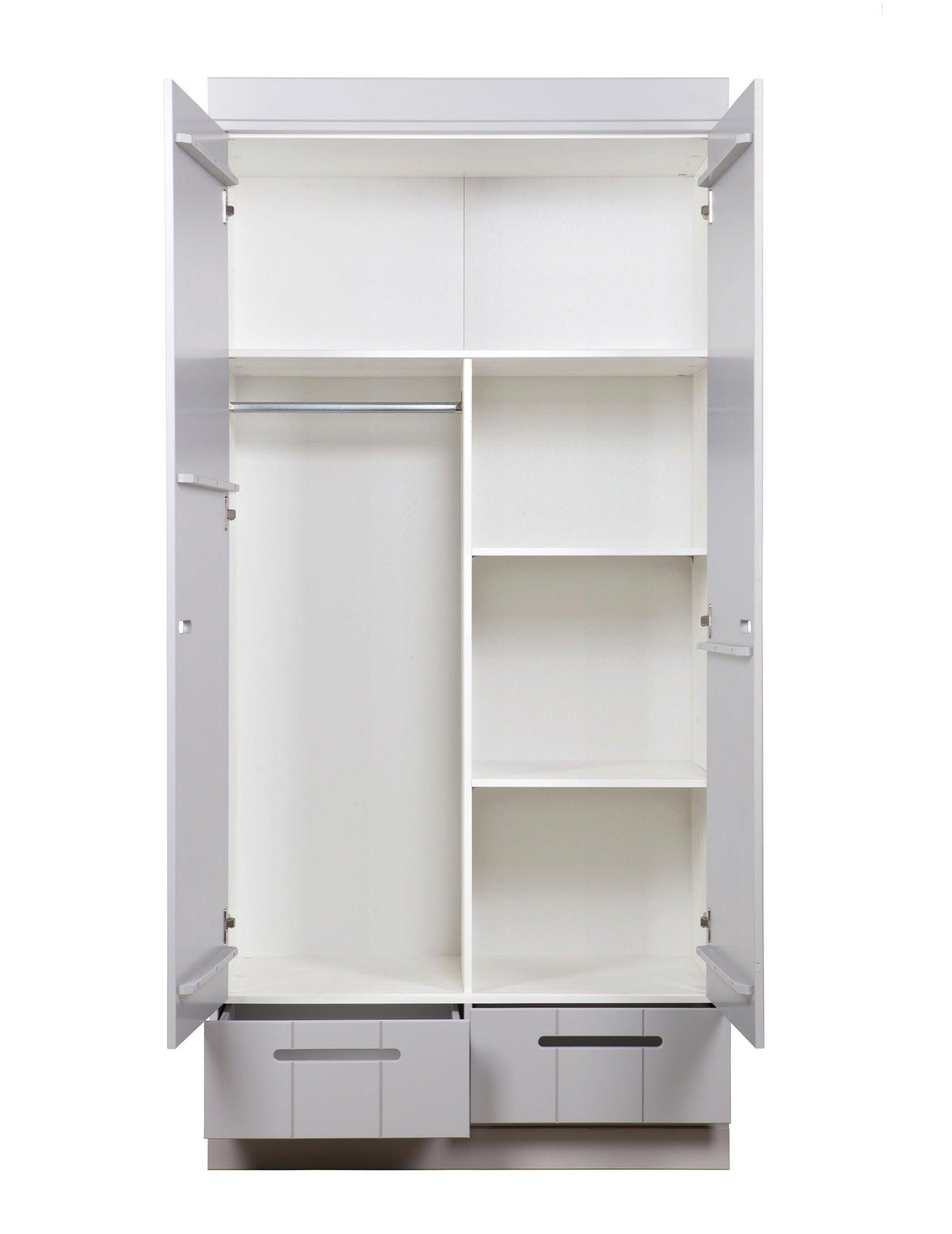 Szafa 2-drzwiowa z szufladami CONNECT biały Woood z półkami Eye on Design