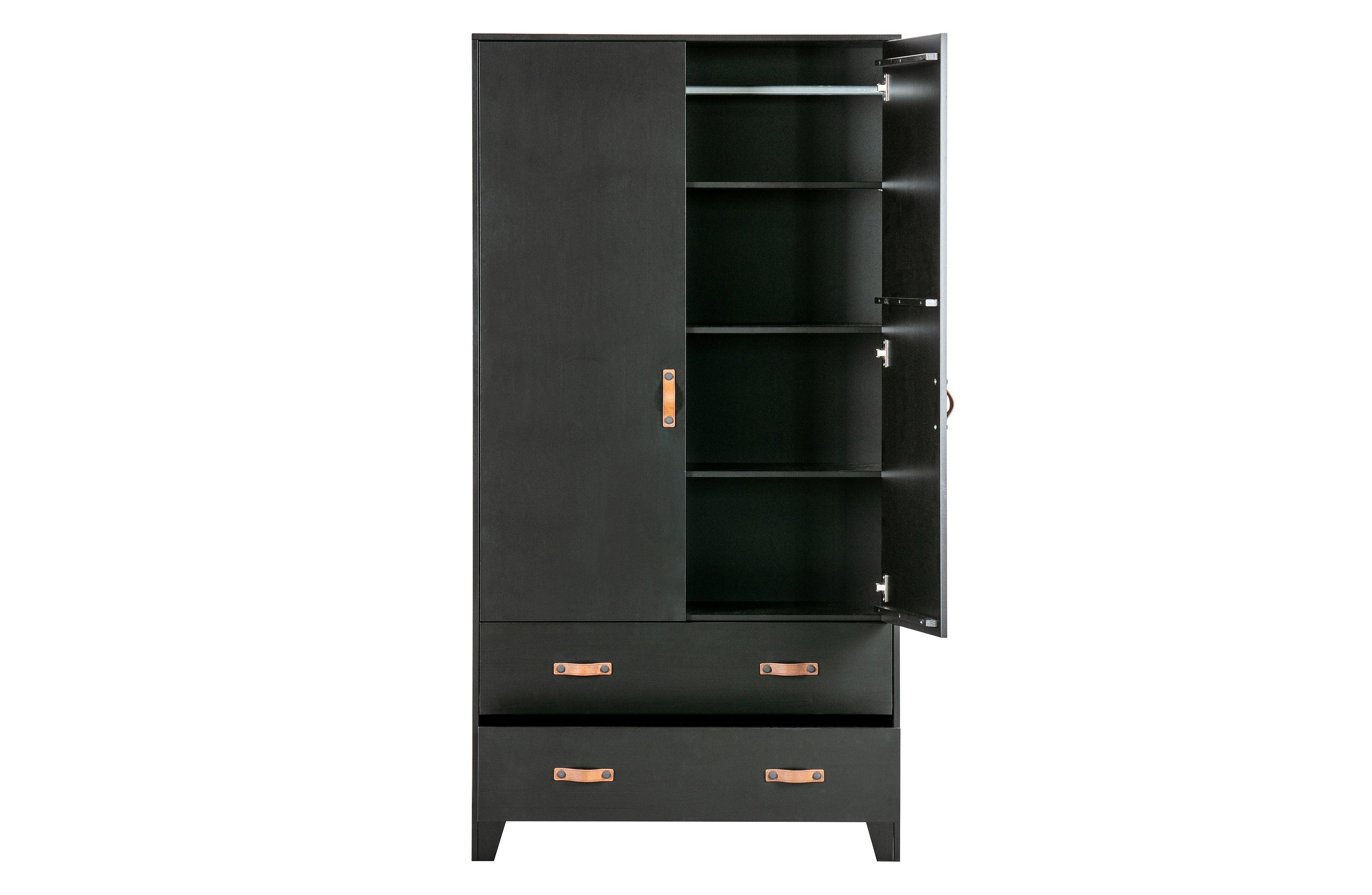 Szafa 2-drzwiowa z szufladami DIAN czarne drewno Woood Eye on Design