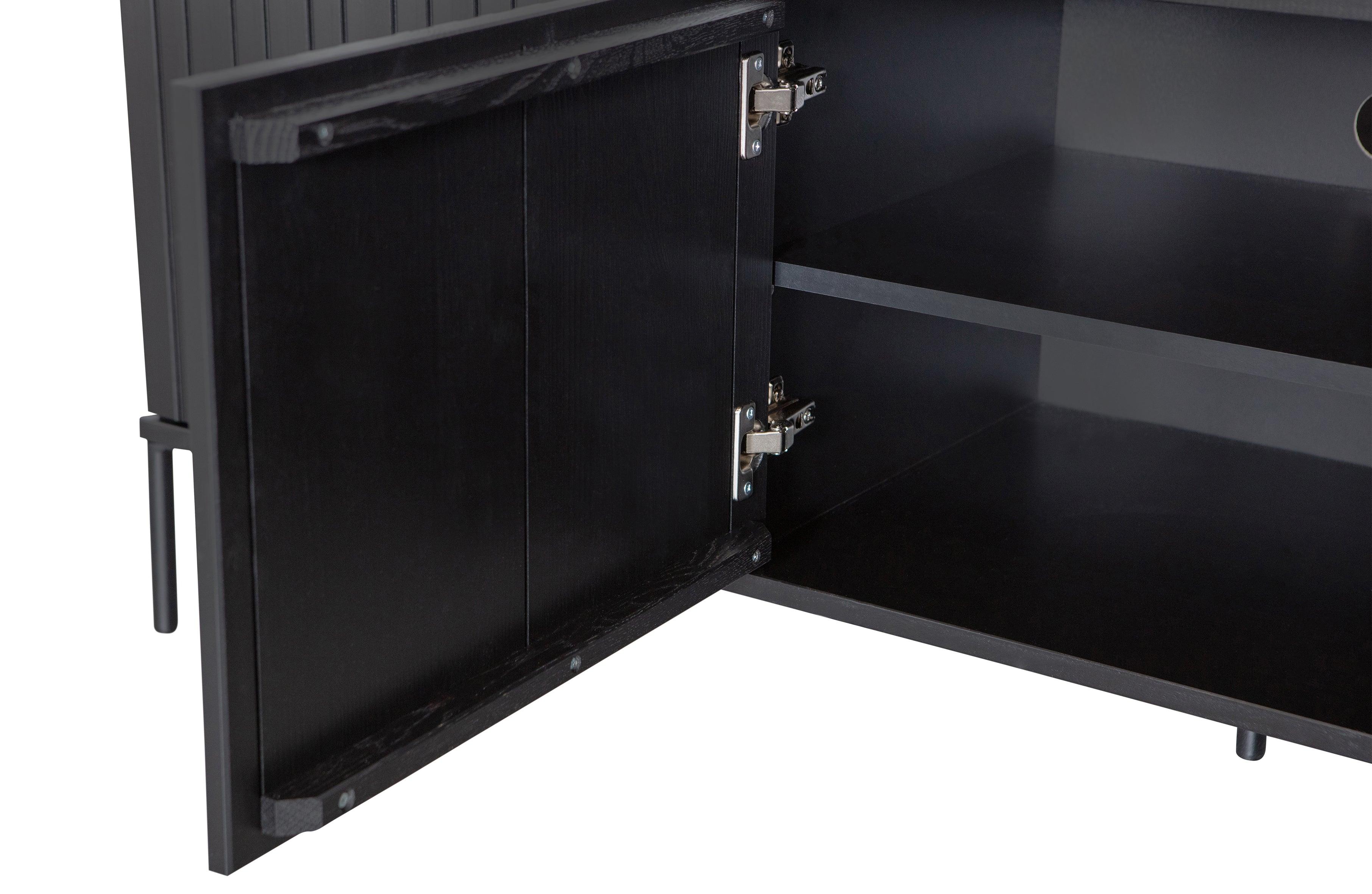 Szafka długa RTV GRAVURE czarne drewno sosnowe Woood Exclusive Eye on Design