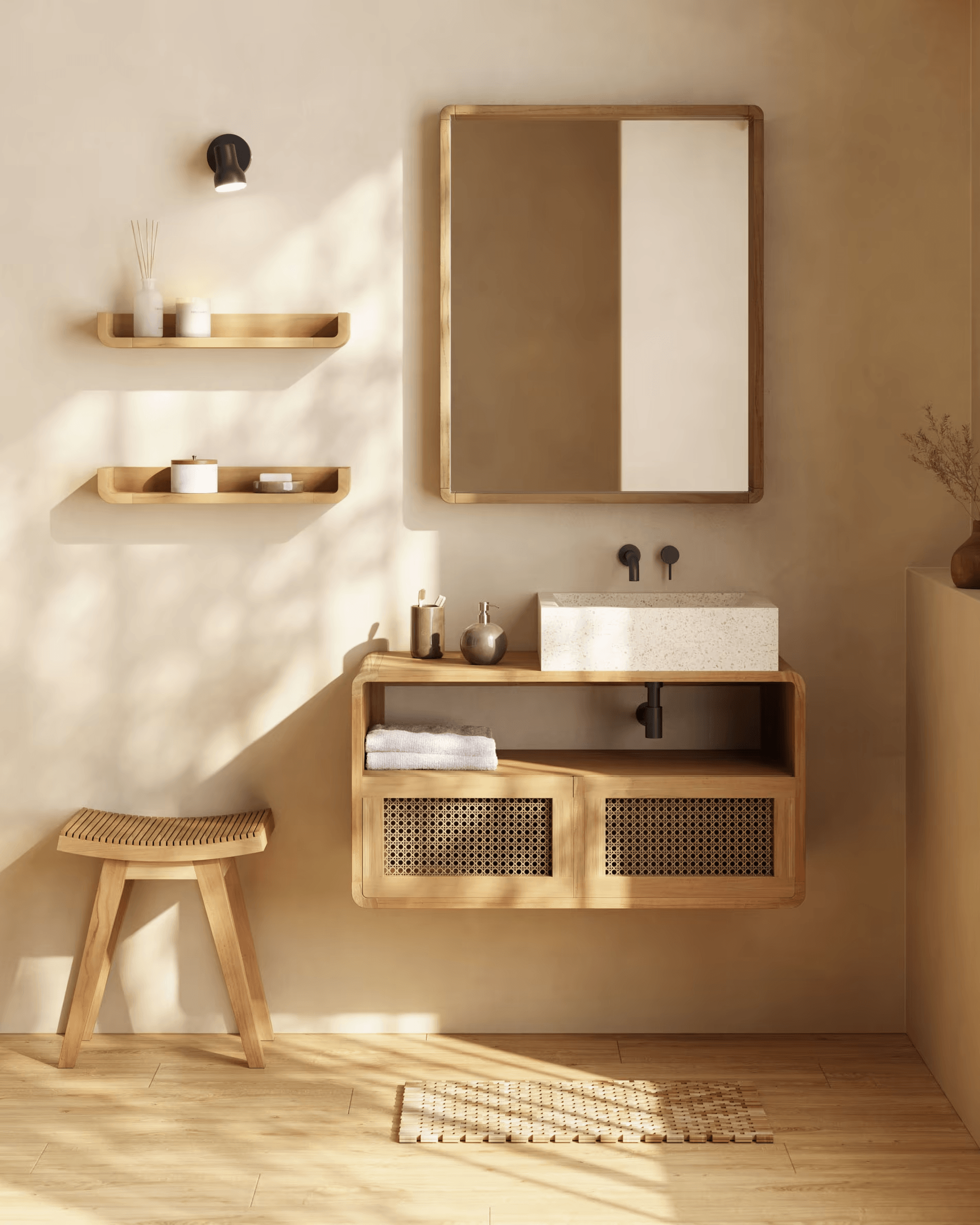 Szafka łazienkowa SABIELA lite drewno tekowe La Forma Eye on Design