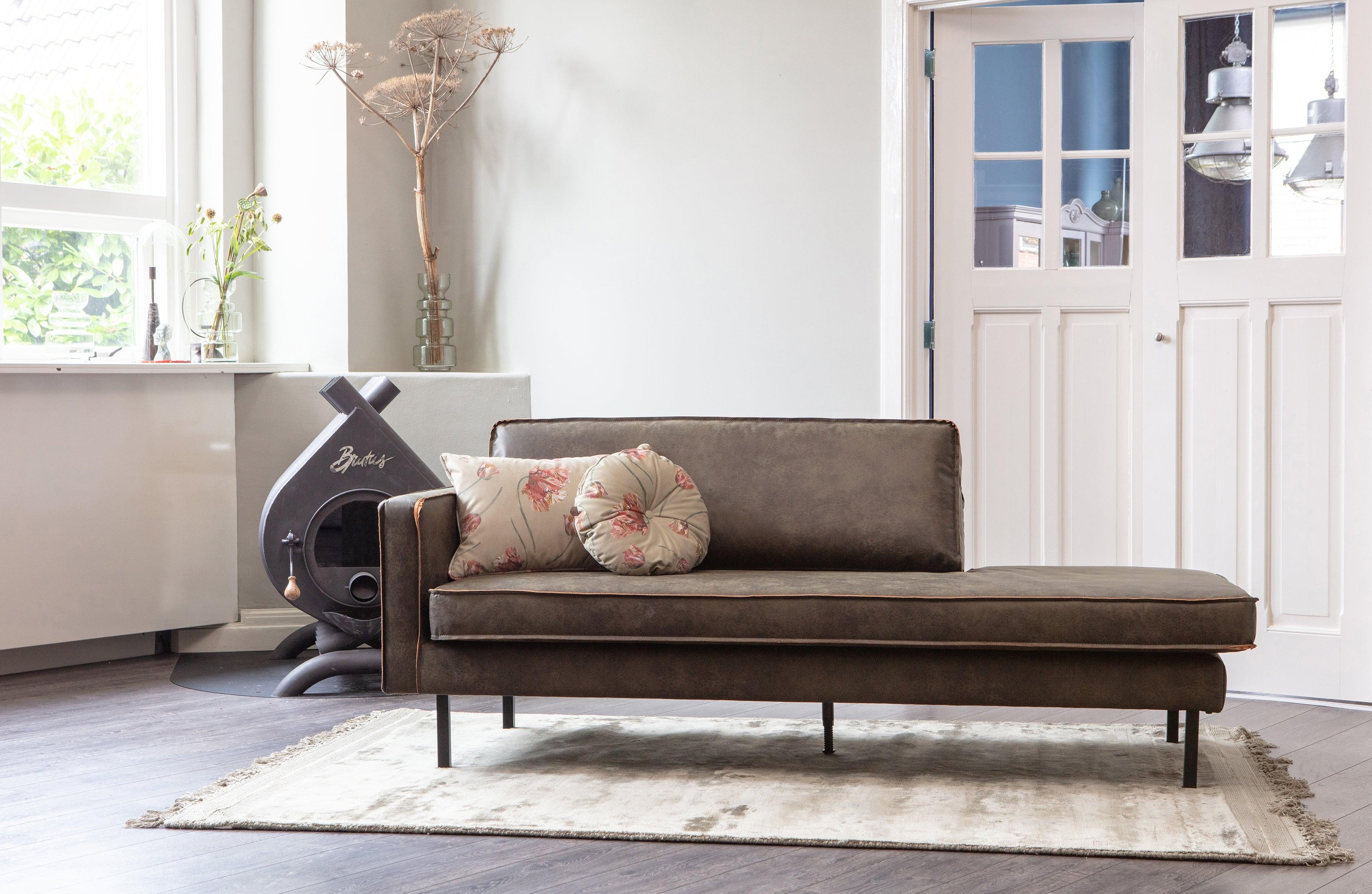 Szezlong aksamitny lewostronny RODEO kasztanowy Be Pure Eye on Design