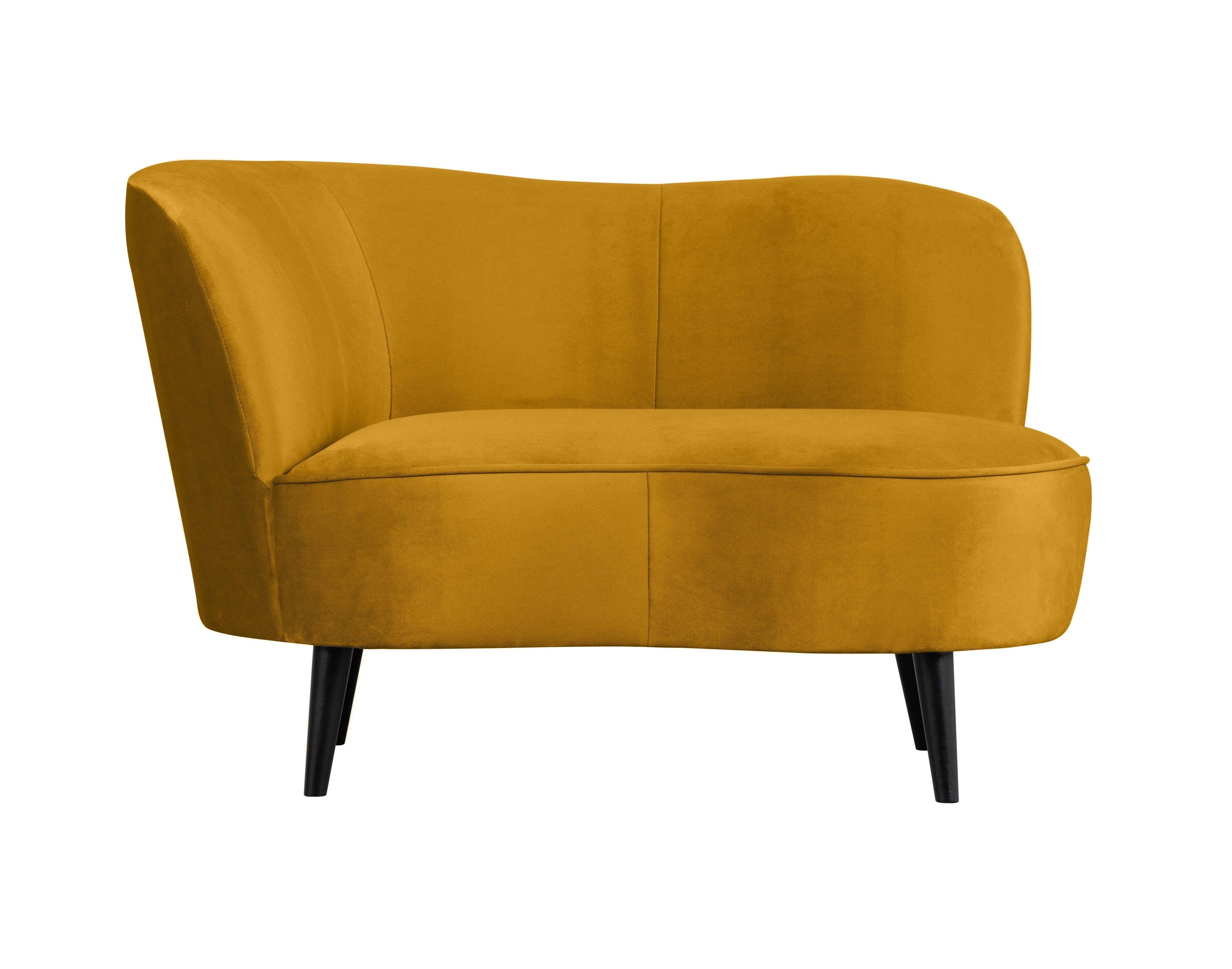 Szezlong aksamitny lewostronny SARA musztardowy Woood Eye on Design