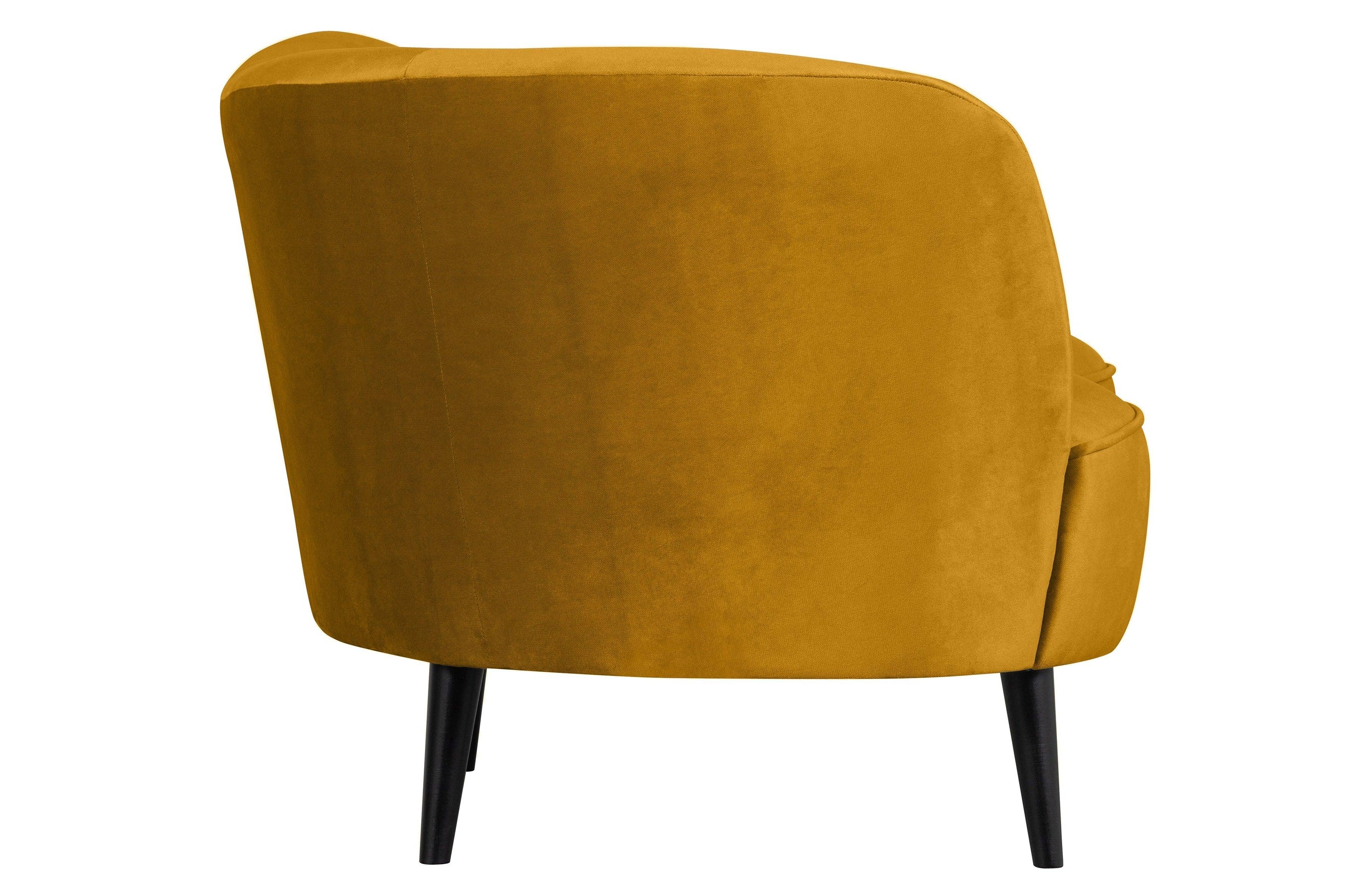 Szezlong aksamitny lewostronny SARA musztardowy Woood Eye on Design