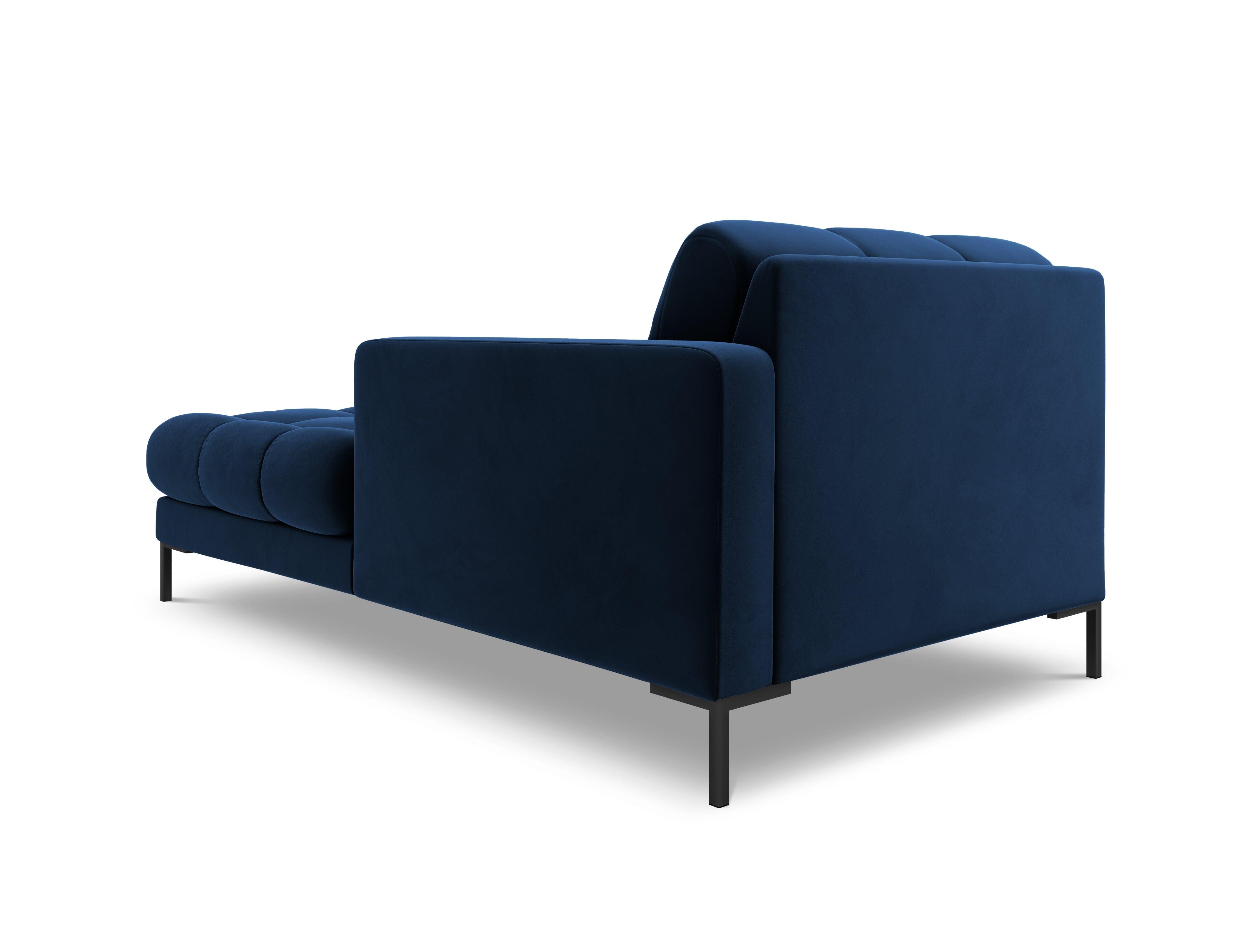 Szezlong aksamitny prawostronny BALI granat królewski z czarną podstawą Cosmopolitan Design Eye on Design