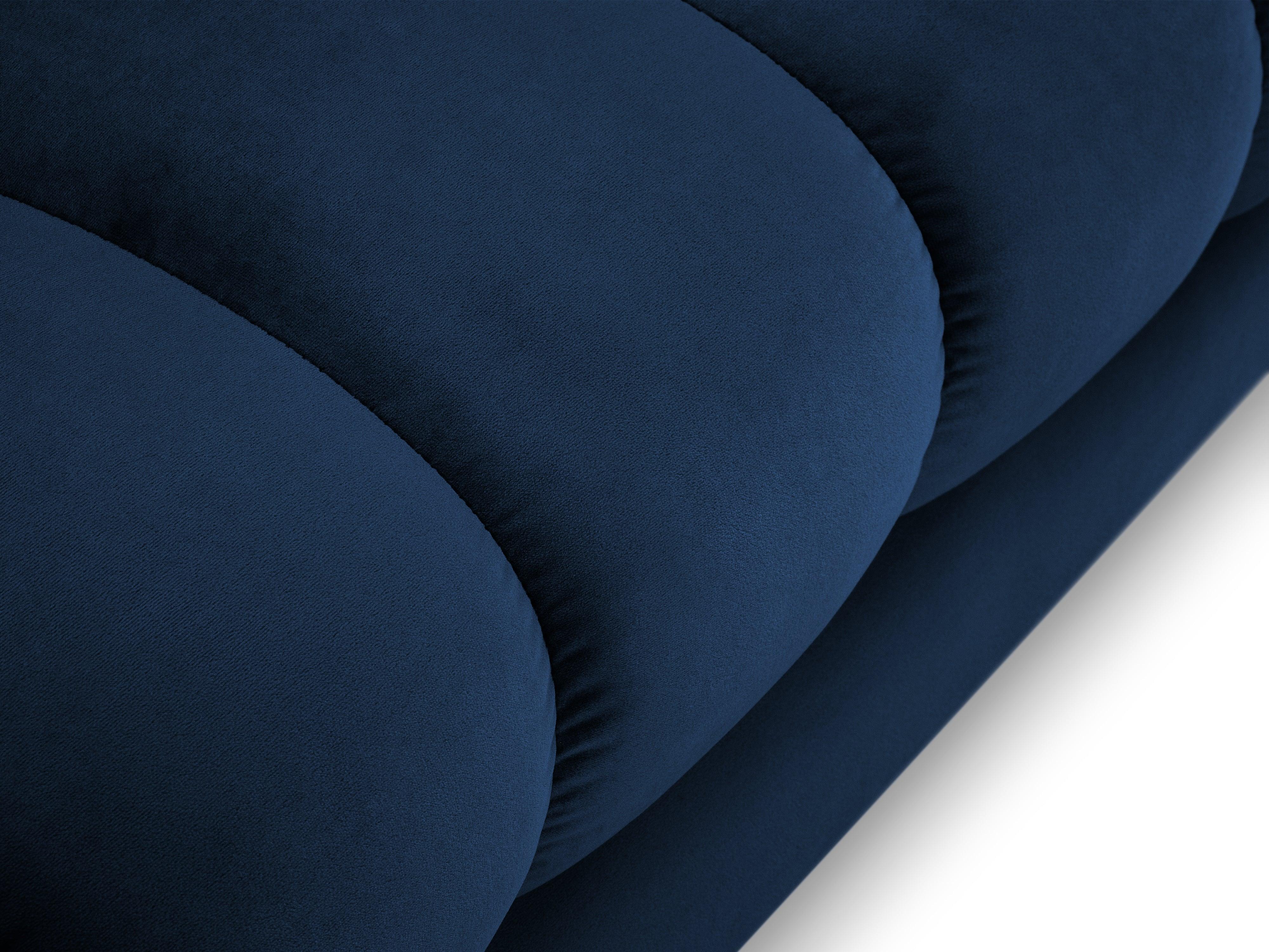 Szezlong aksamitny prawostronny BALI granat królewski ze złotą podstawą Cosmopolitan Design Eye on Design