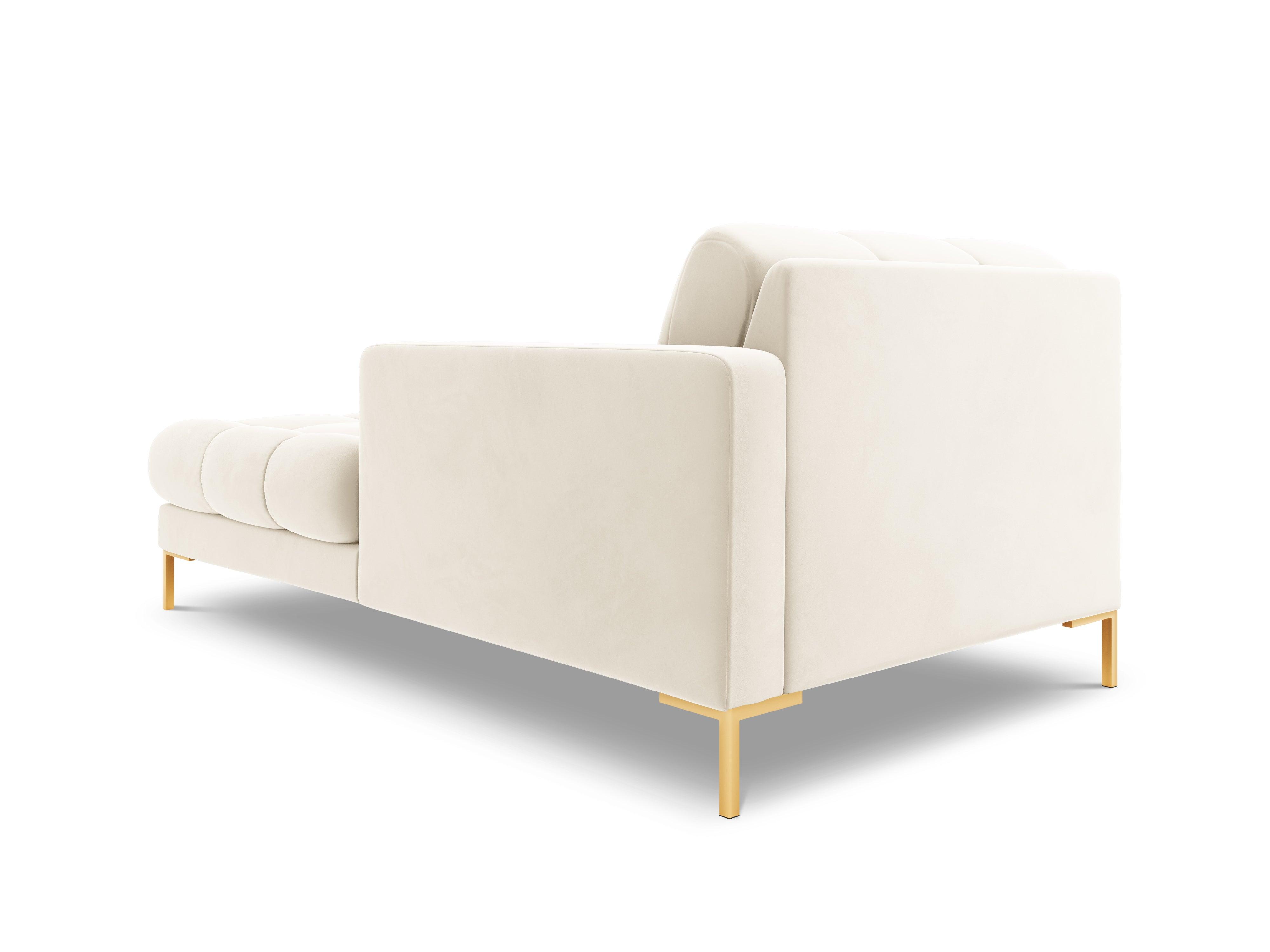 Szezlong aksamitny prawostronny BALI jasnobeżowy ze złotą podstawą Cosmopolitan Design Eye on Design