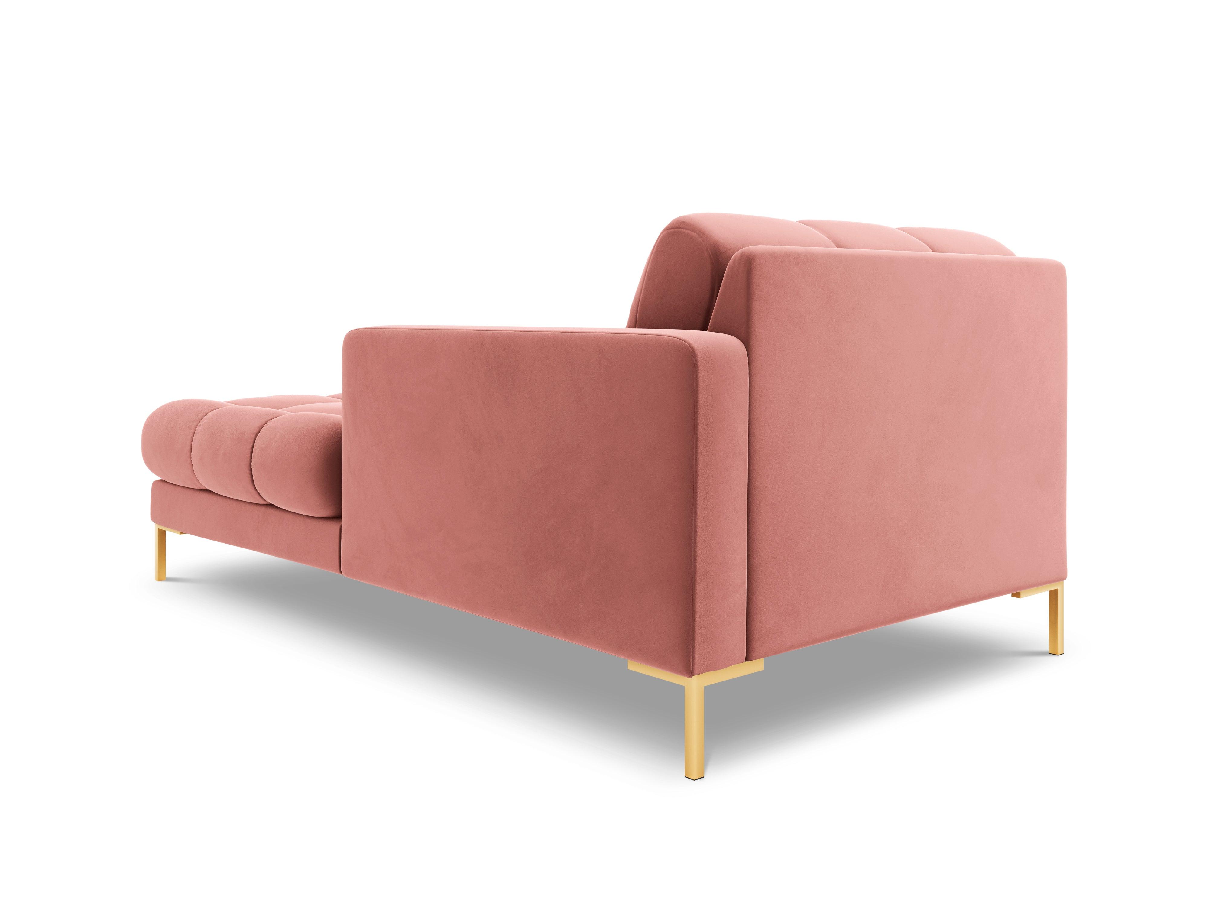 Szezlong aksamitny prawostronny BALI różowy ze złotą podstawą Cosmopolitan Design Eye on Design