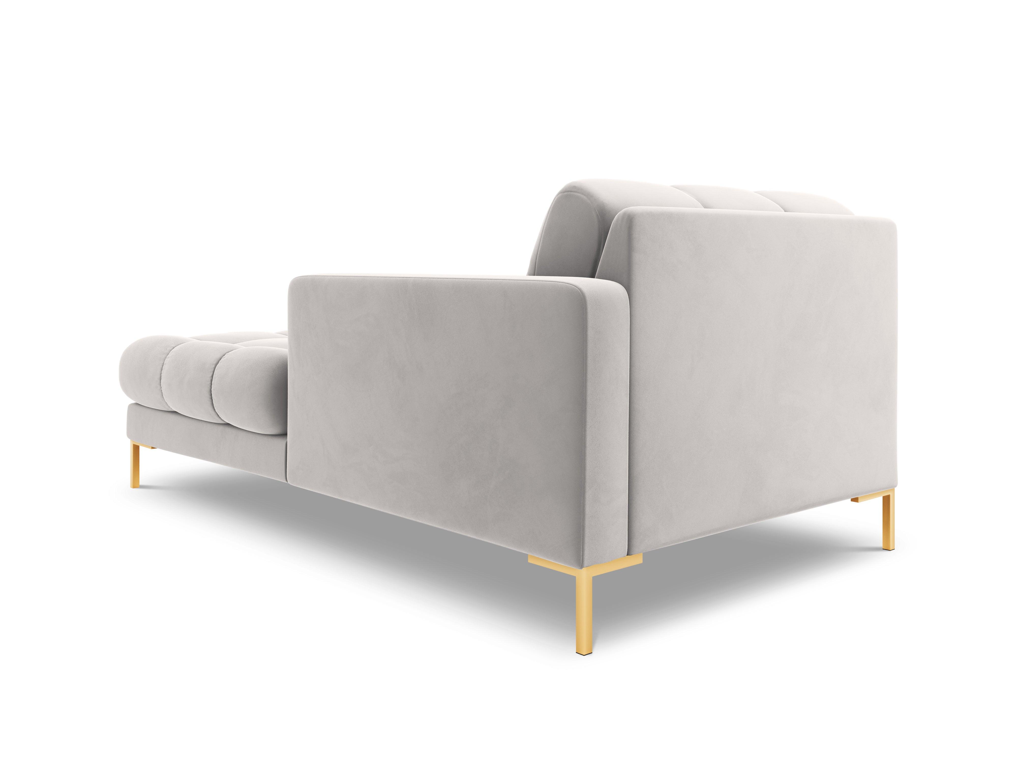Szezlong aksamitny prawostronny BALI srebrny ze złotą podstawą Cosmopolitan Design Eye on Design