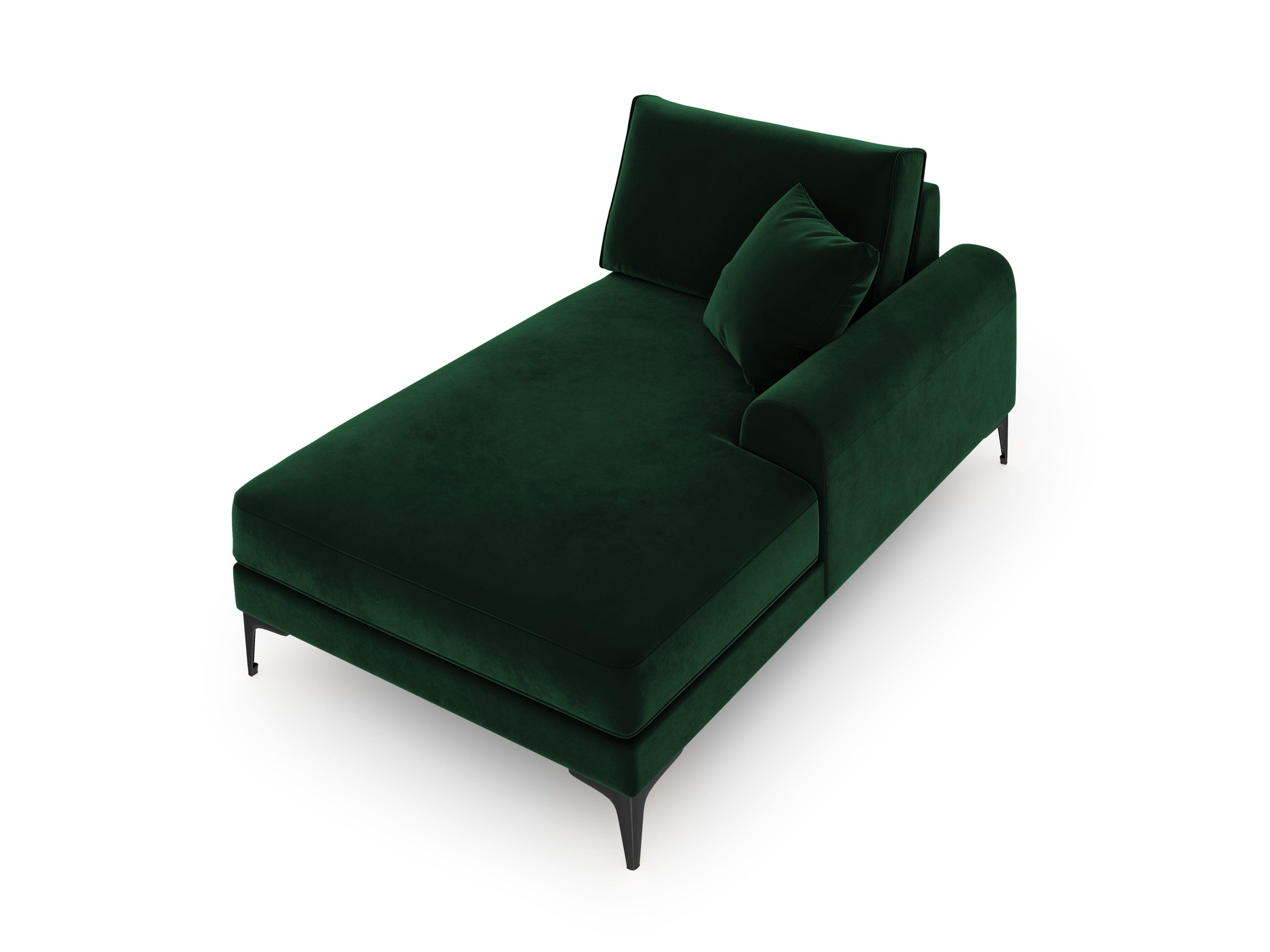 Szezlong aksamitny prawostronny MADARA butelkowa zieleń z czarną podstawą Mazzini Sofas Eye on Design