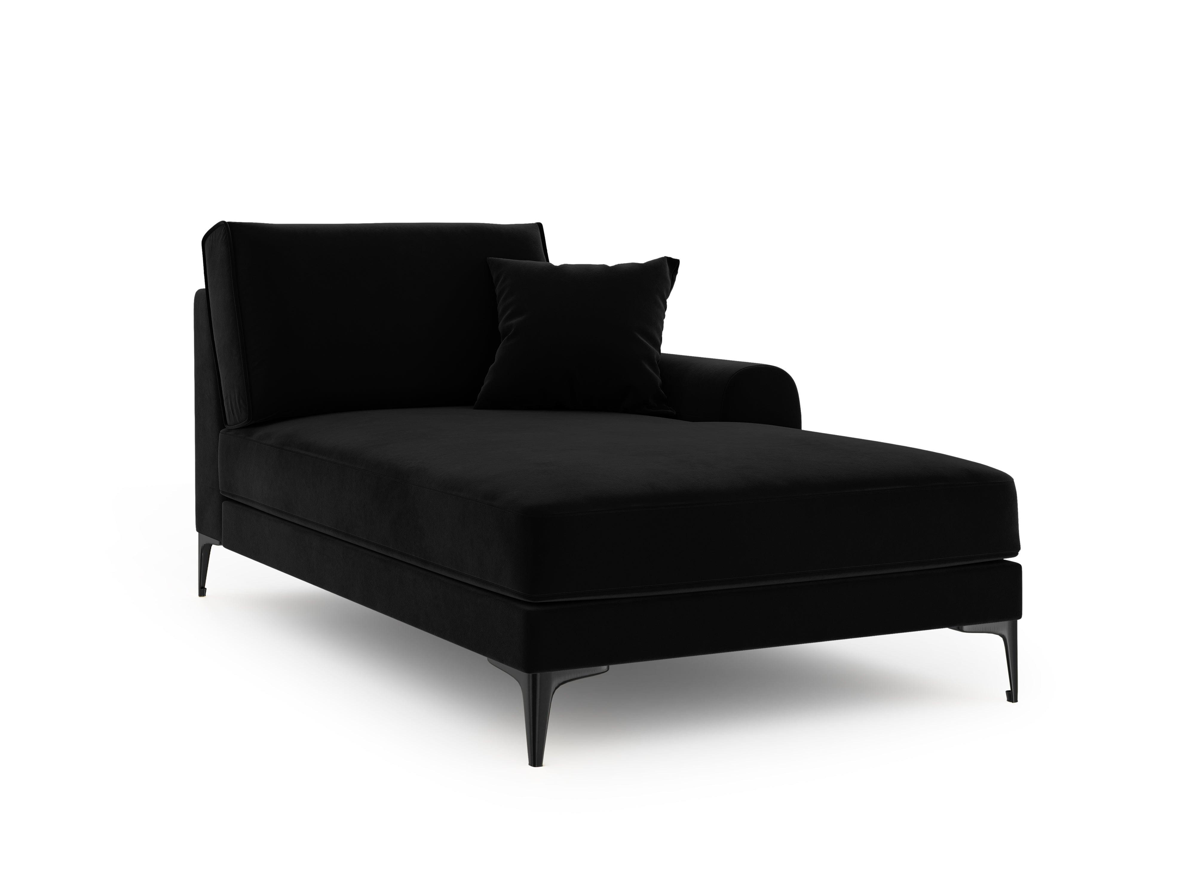 Szezlong aksamitny prawostronny MADARA czarny z czarną podstawą Mazzini Sofas Eye on Design