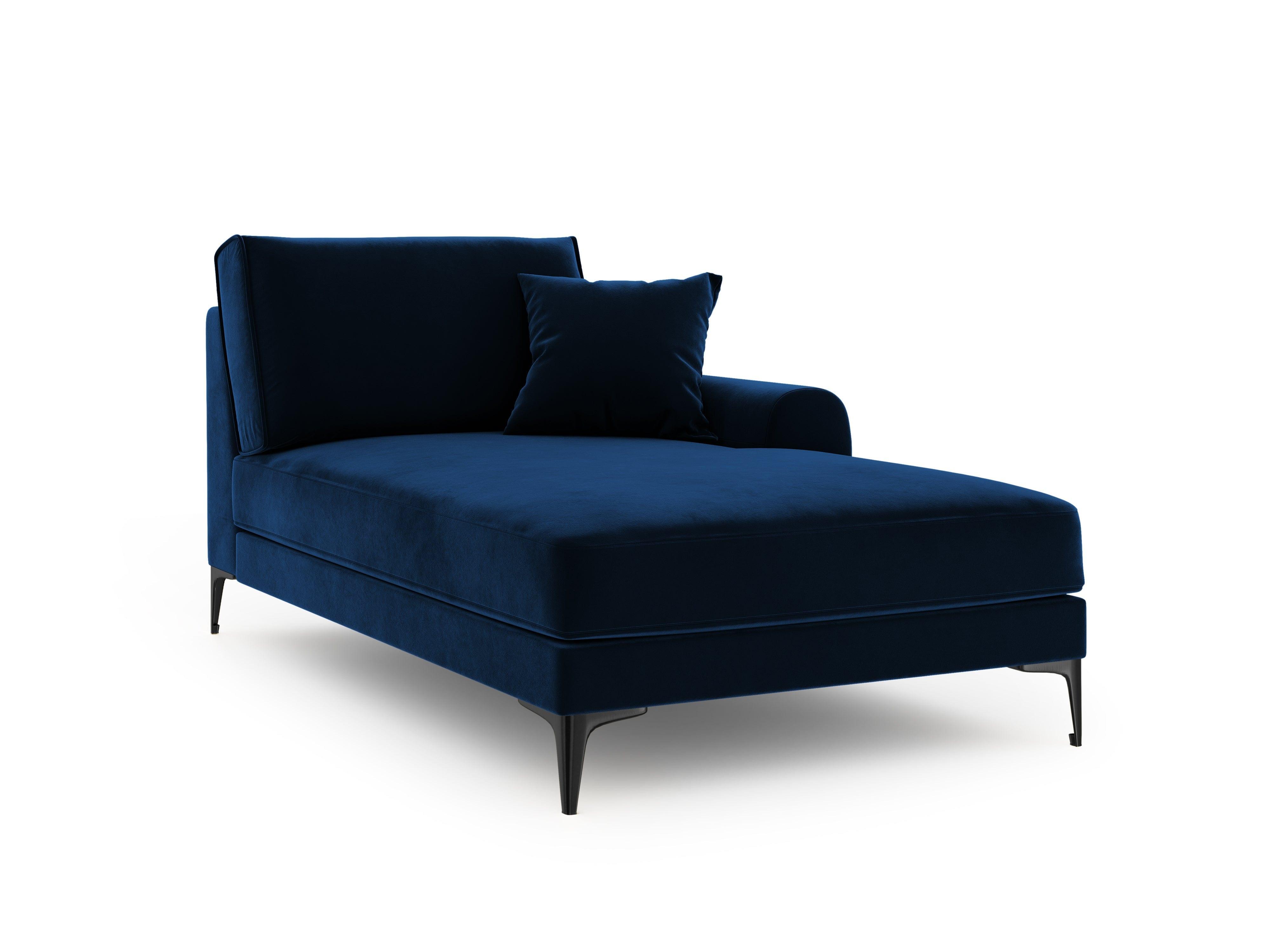 Szezlong aksamitny prawostronny MADARA królewski niebieski z czarną podstawą Mazzini Sofas Eye on Design