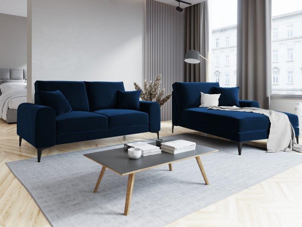Szezlong aksamitny prawostronny MADARA królewski niebieski z czarną podstawą Mazzini Sofas Eye on Design