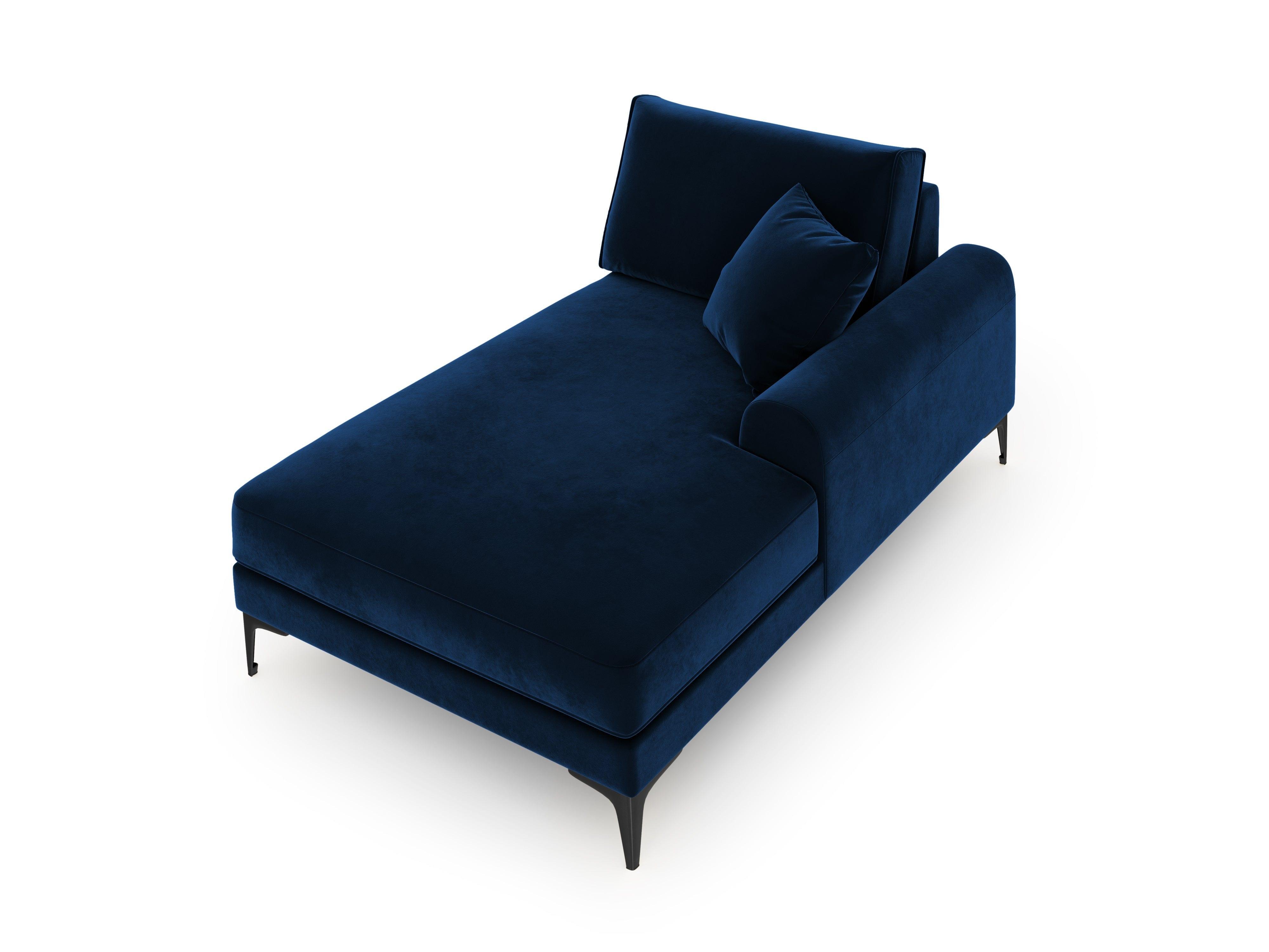 Szezlong aksamitny prawostronny MADARA królewski niebieski z czarną podstawą Mazzini Sofas Eye on Design