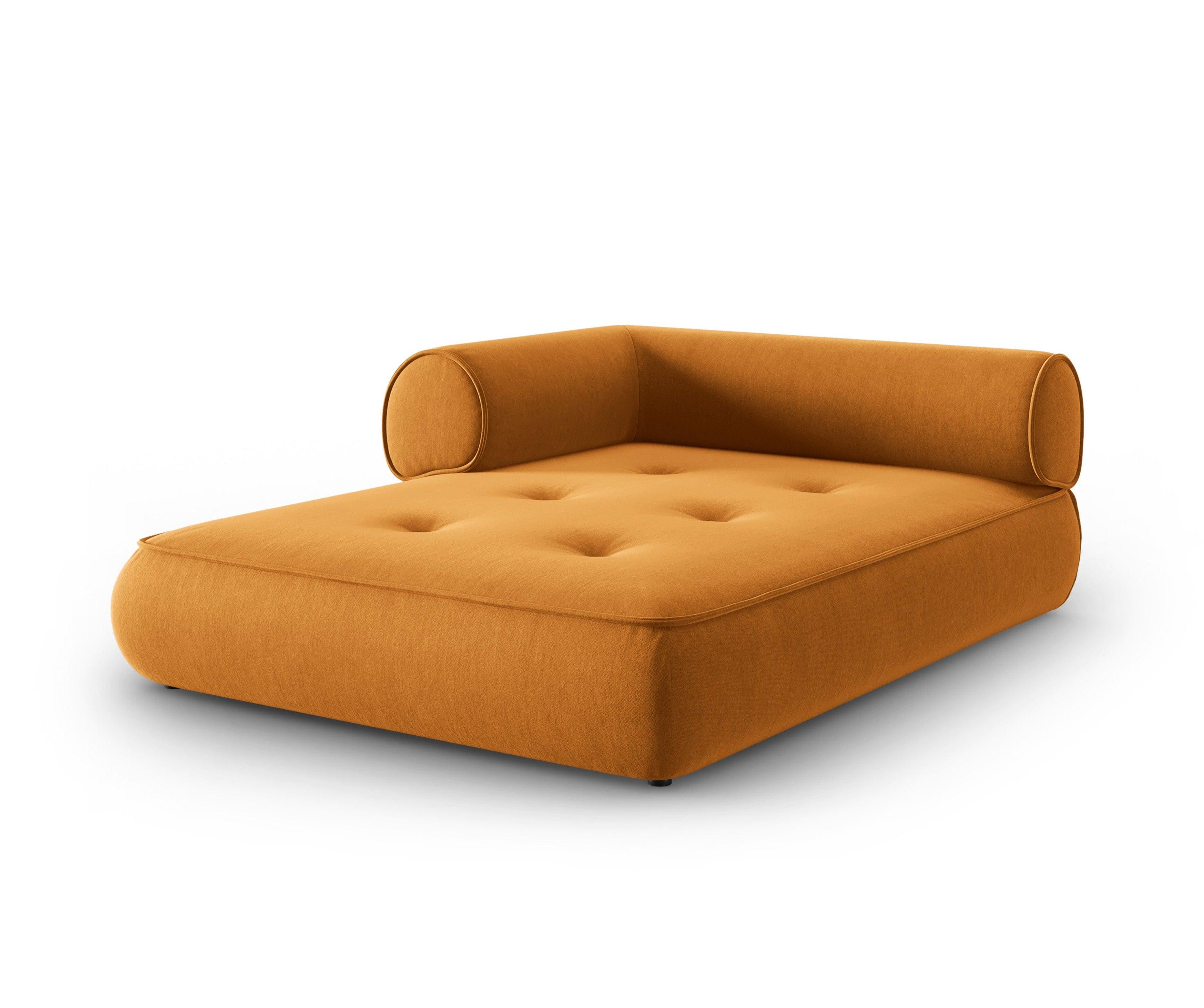 Szezlong w tkaninie szenilowej lewostronny LILY musztardowy Maison Heritage Eye on Design