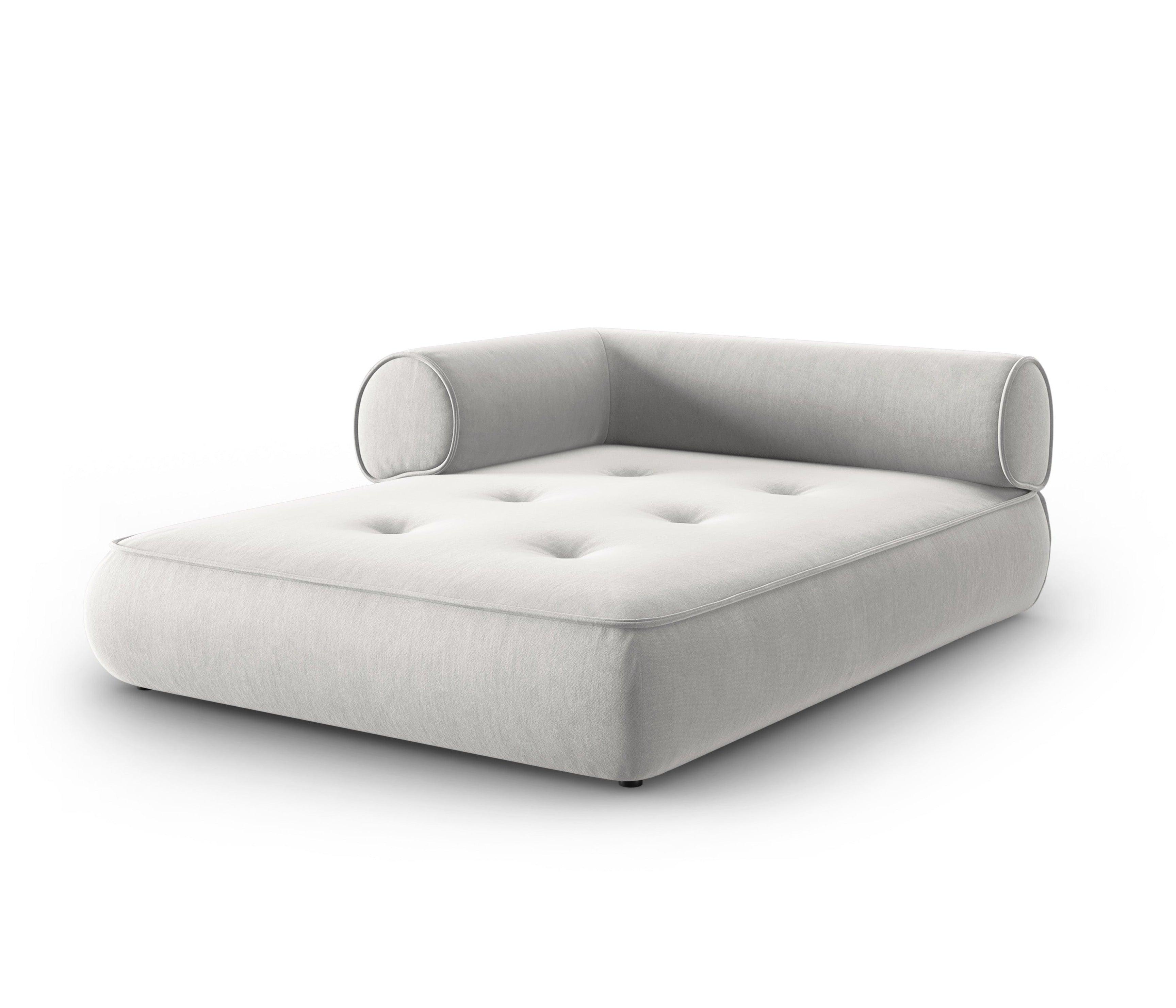 Szezlong w tkaninie szenilowej lewostronny LILY srebrny Maison Heritage Eye on Design