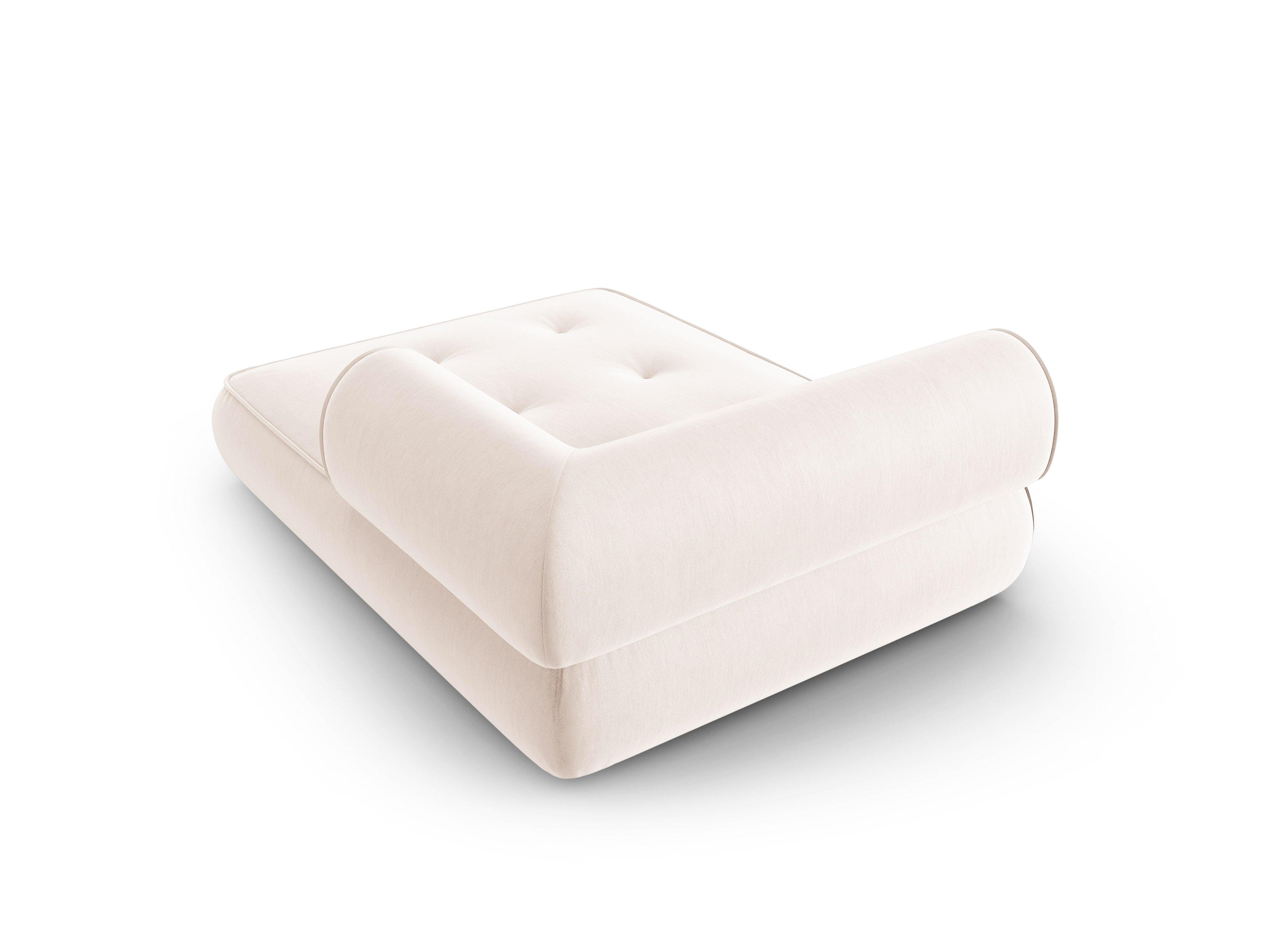 Szezlong w tkaninie szenilowej prawostronny LILY jasnobeżowy Maison Heritage Eye on Design