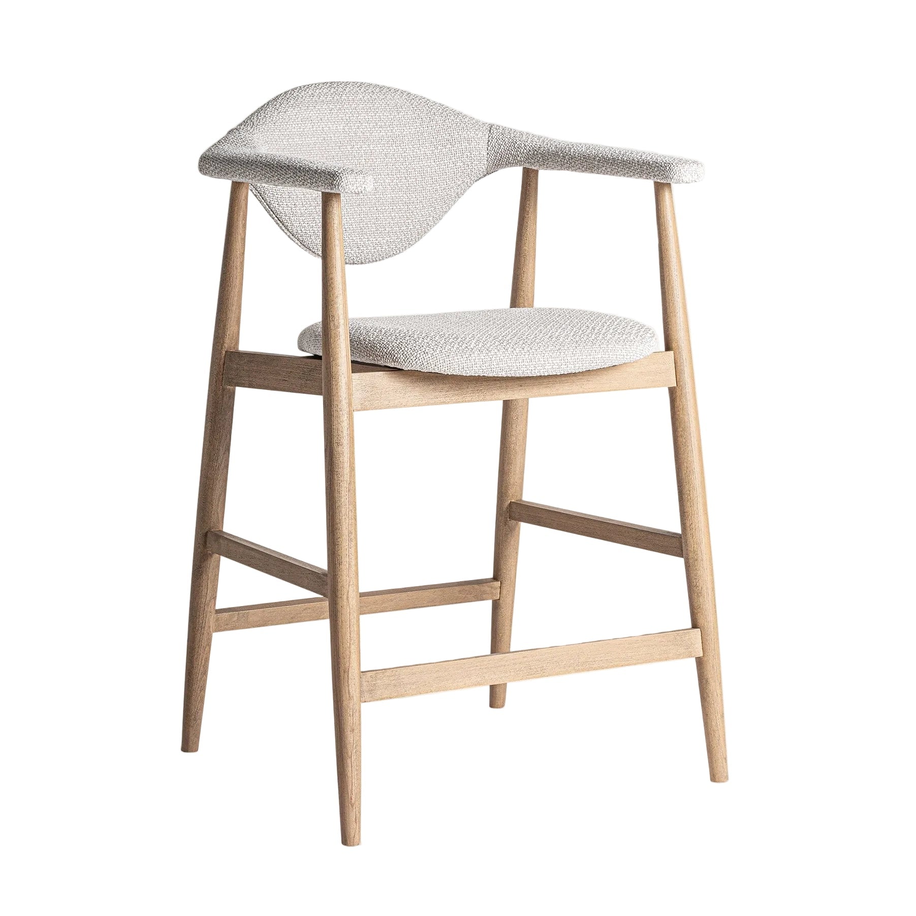 Barkruk DILBEEK beige met een beukenhouten basis