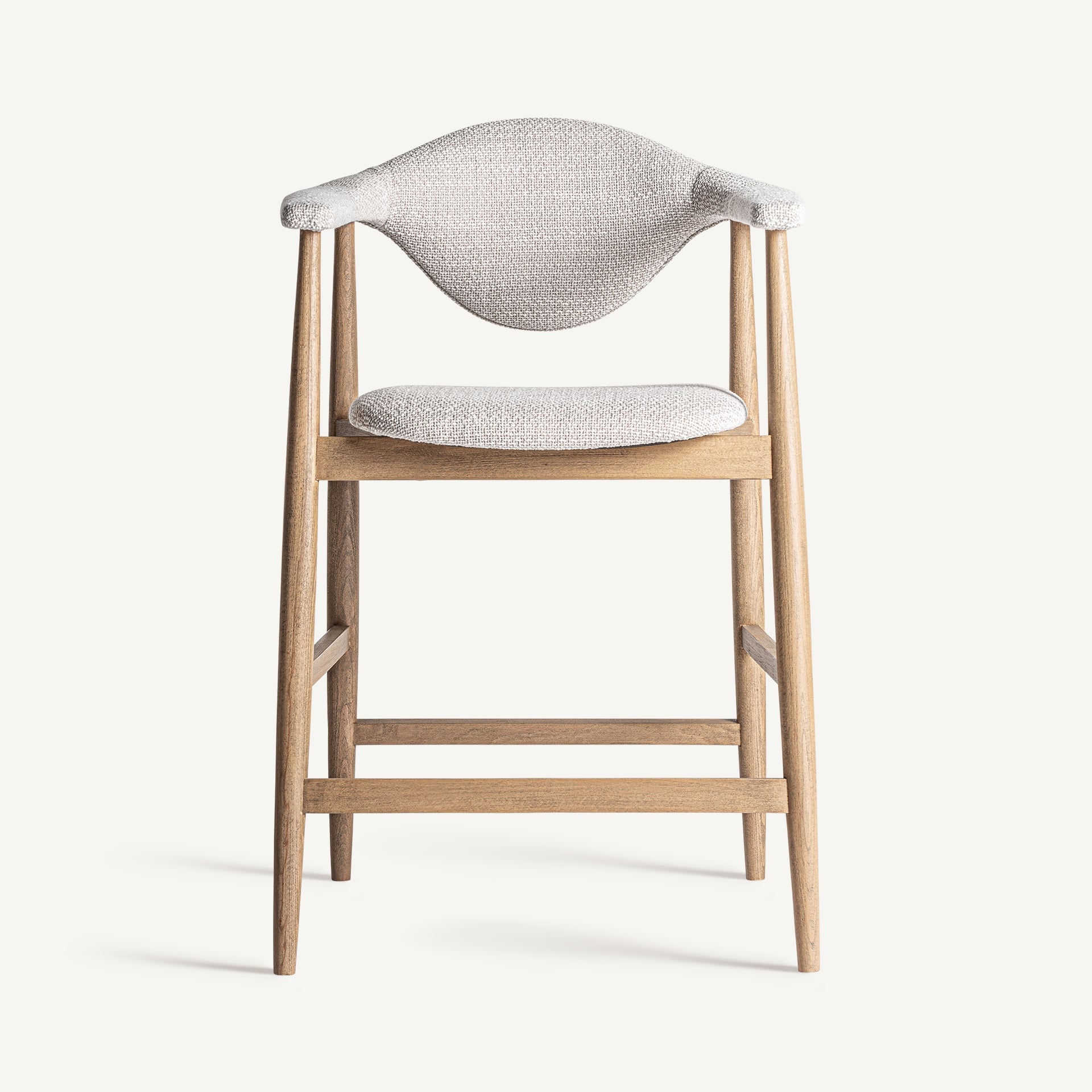 Barkruk DILBEEK beige met een beukenhouten basis