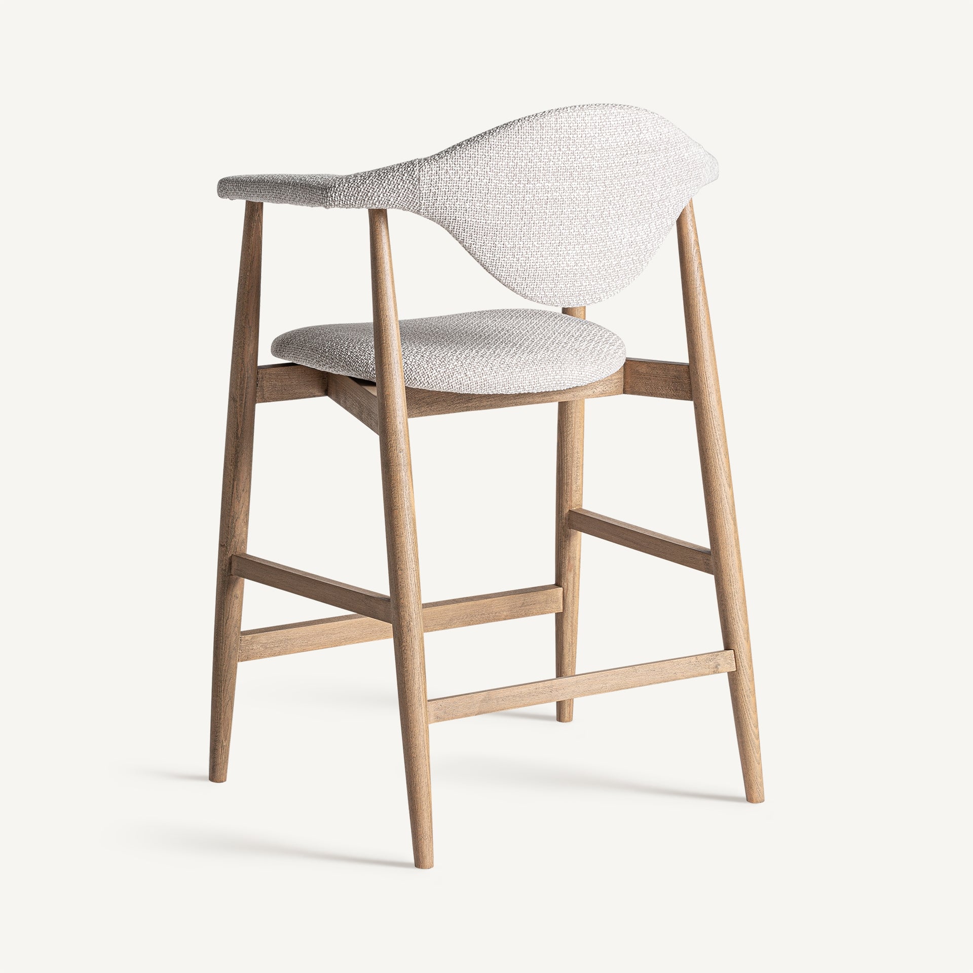 Barkruk DILBEEK beige met een beukenhouten basis